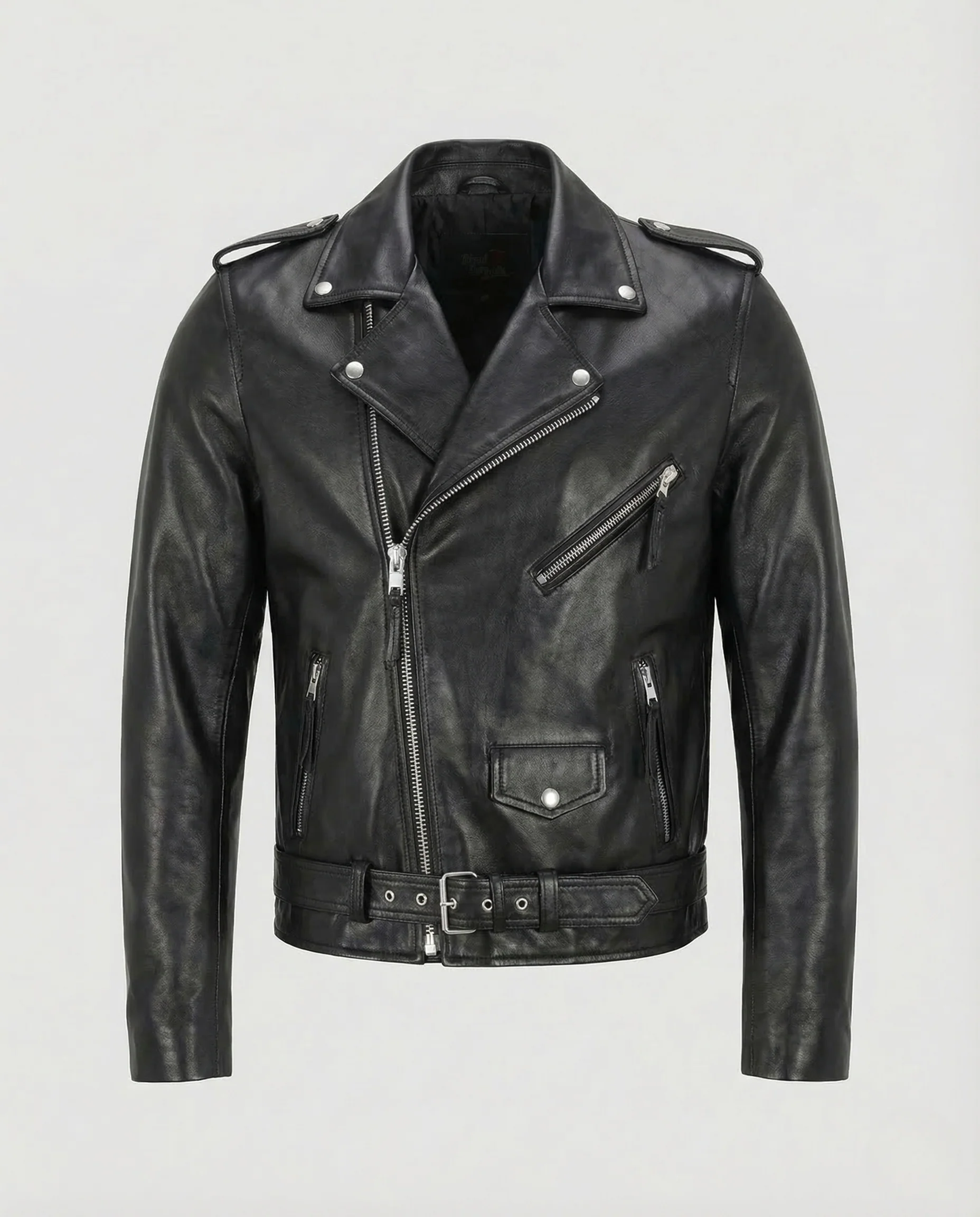 Herren Kunstleder Bikerjacke Asymmetrisch - Image 6