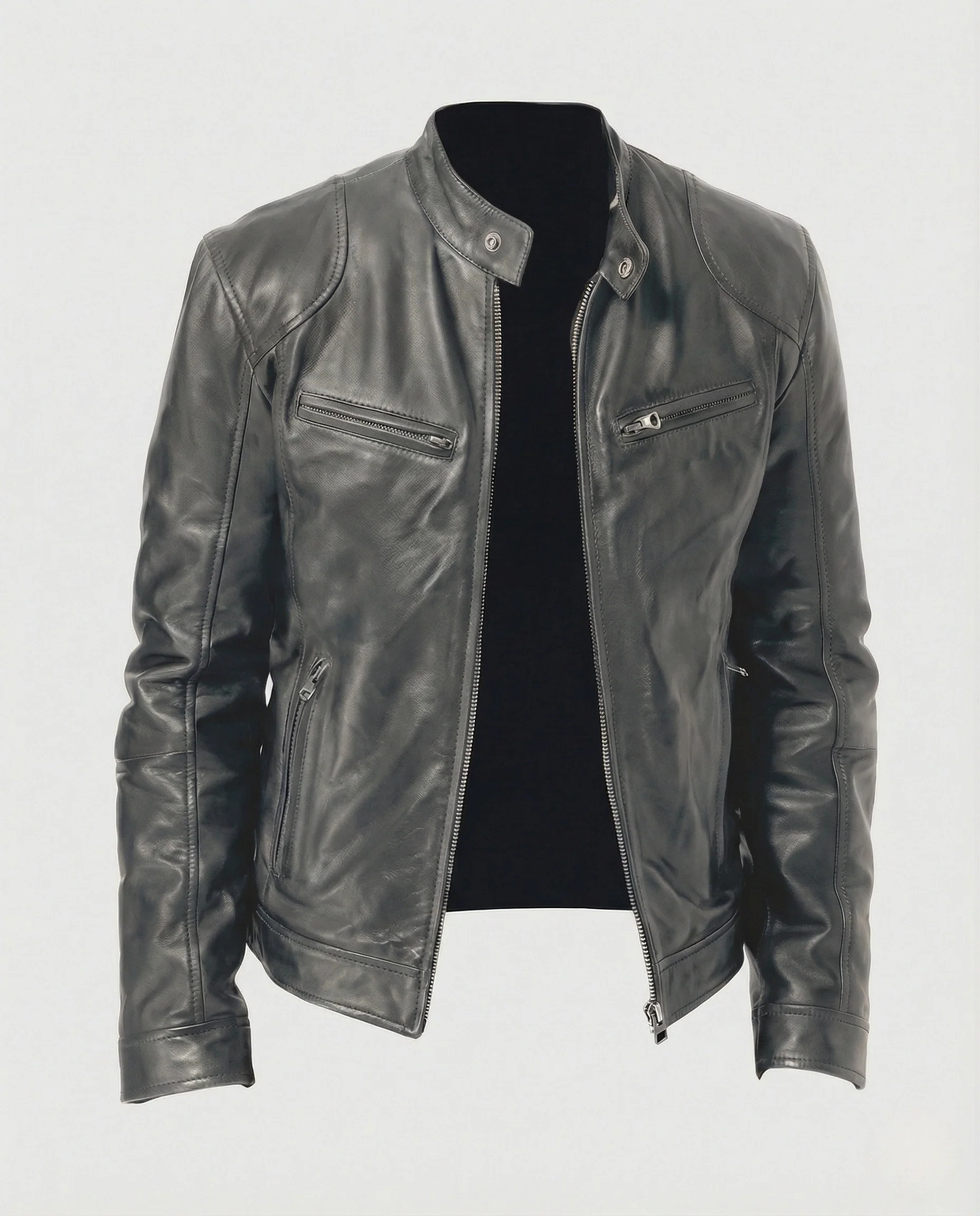 Herren Lederjacke urban mit Stehkragen - Image 10