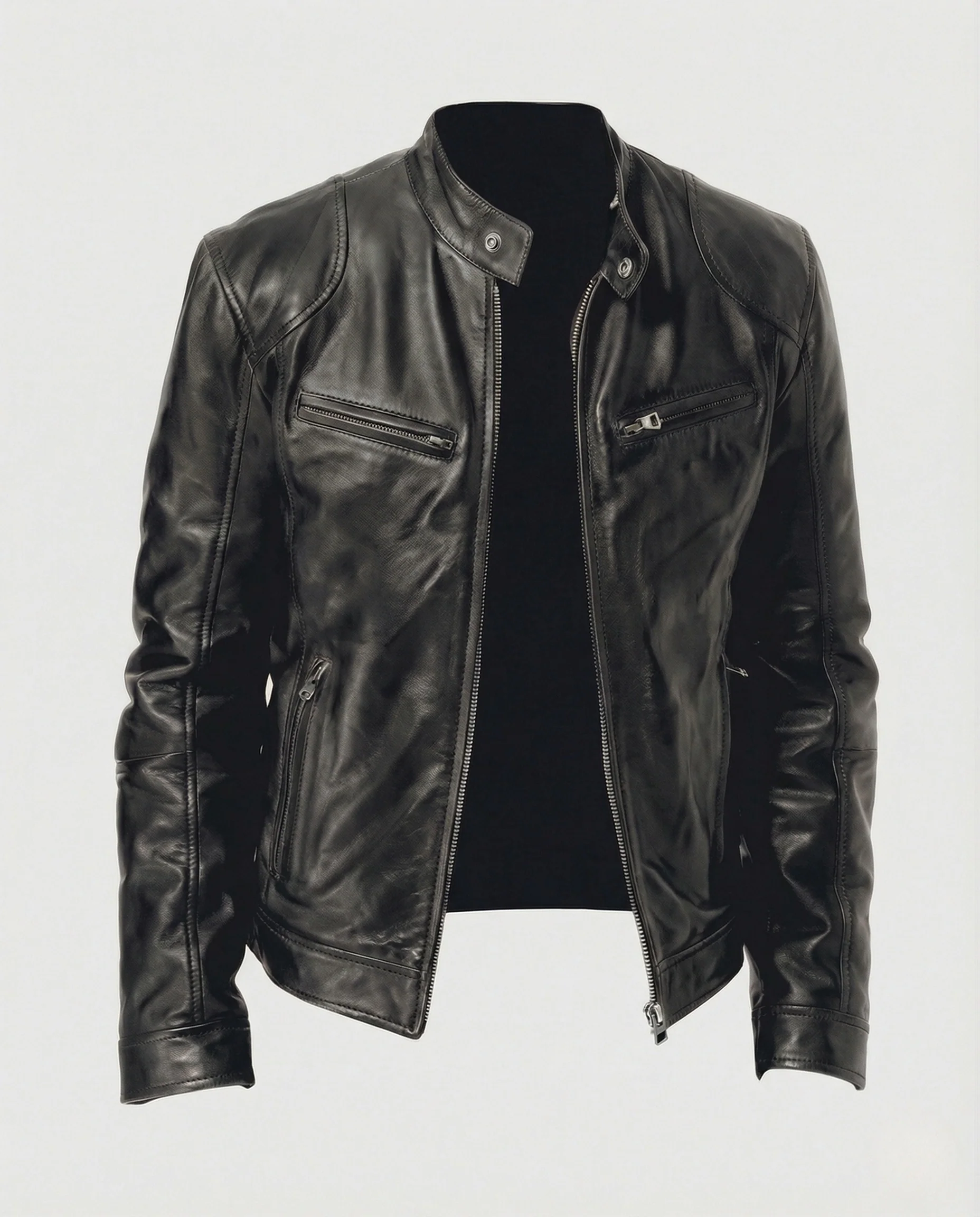 Herren Lederjacke urban mit Stehkragen - Image 12