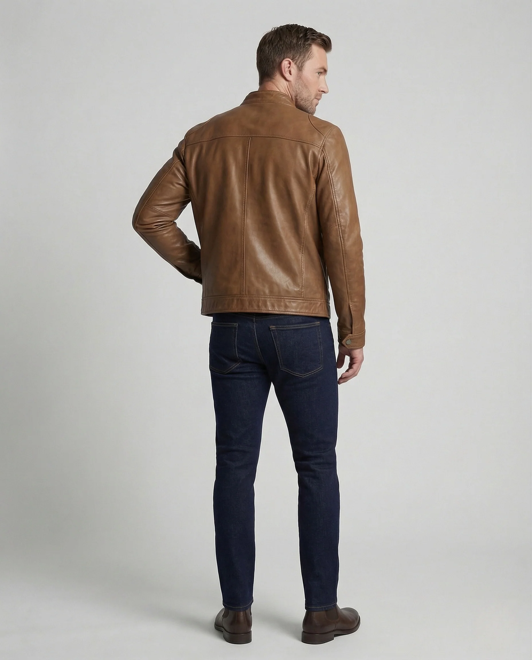 Herren Lederjacke urban mit Stehkragen - Image 4
