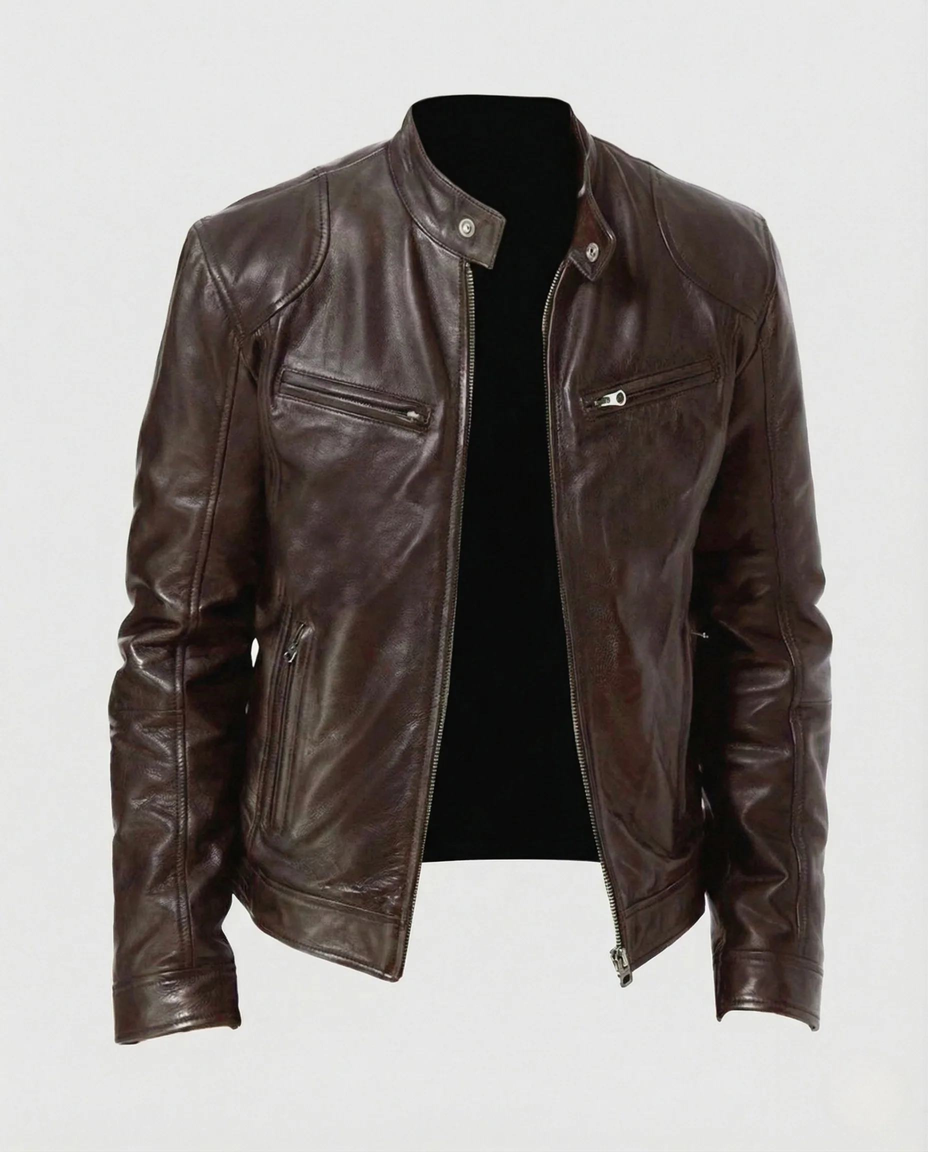 Herren Lederjacke urban mit Stehkragen - Image 6