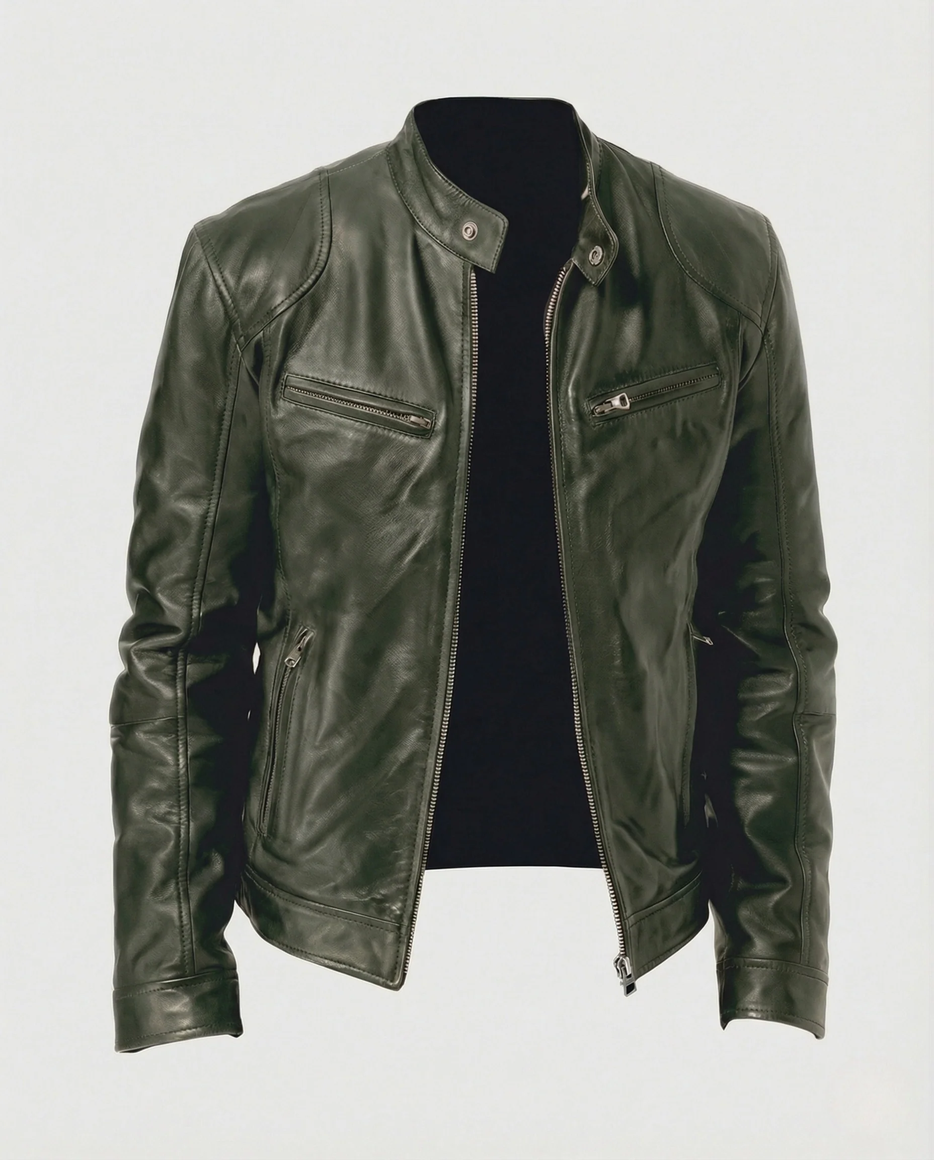 Herren Lederjacke urban mit Stehkragen - Image 8