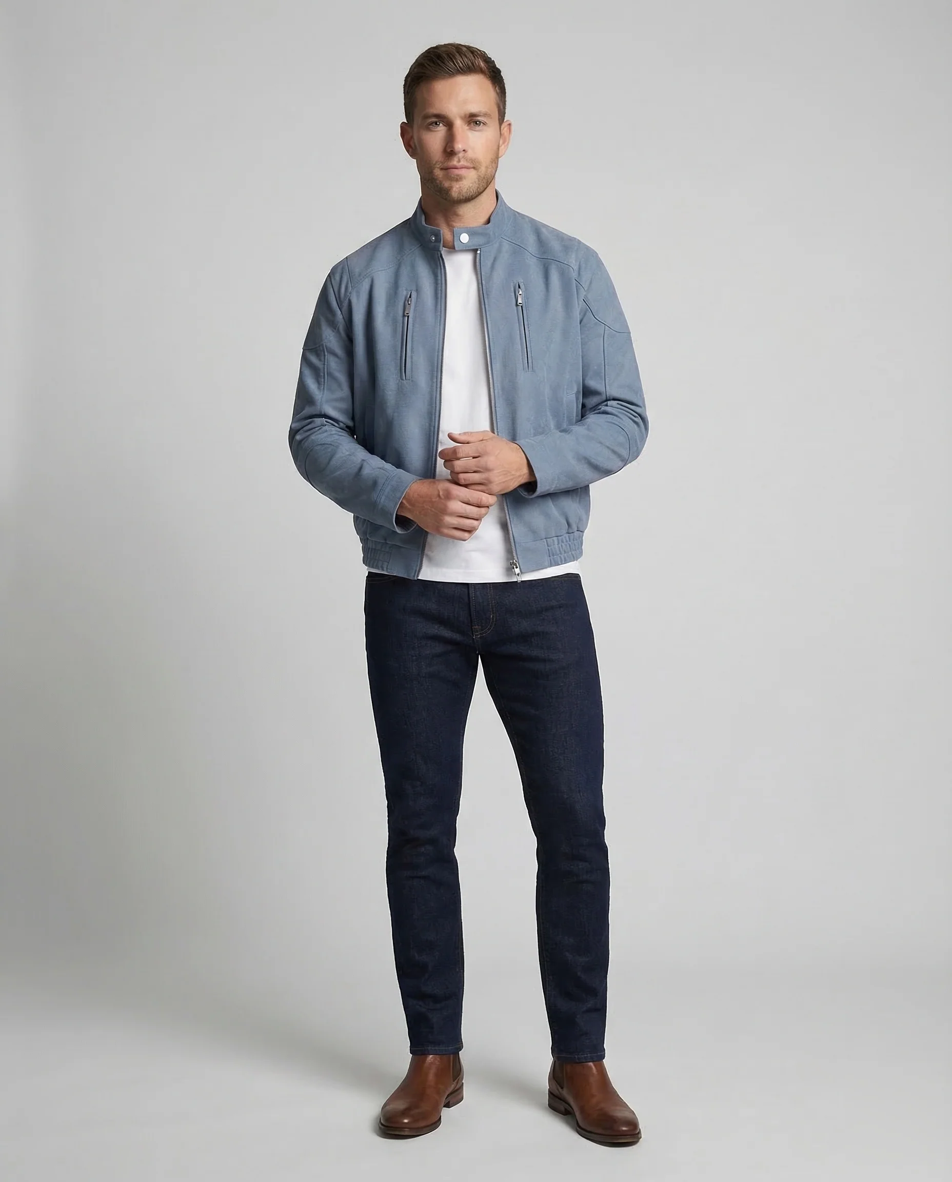 Herren Blouson Kurz Stehkragen