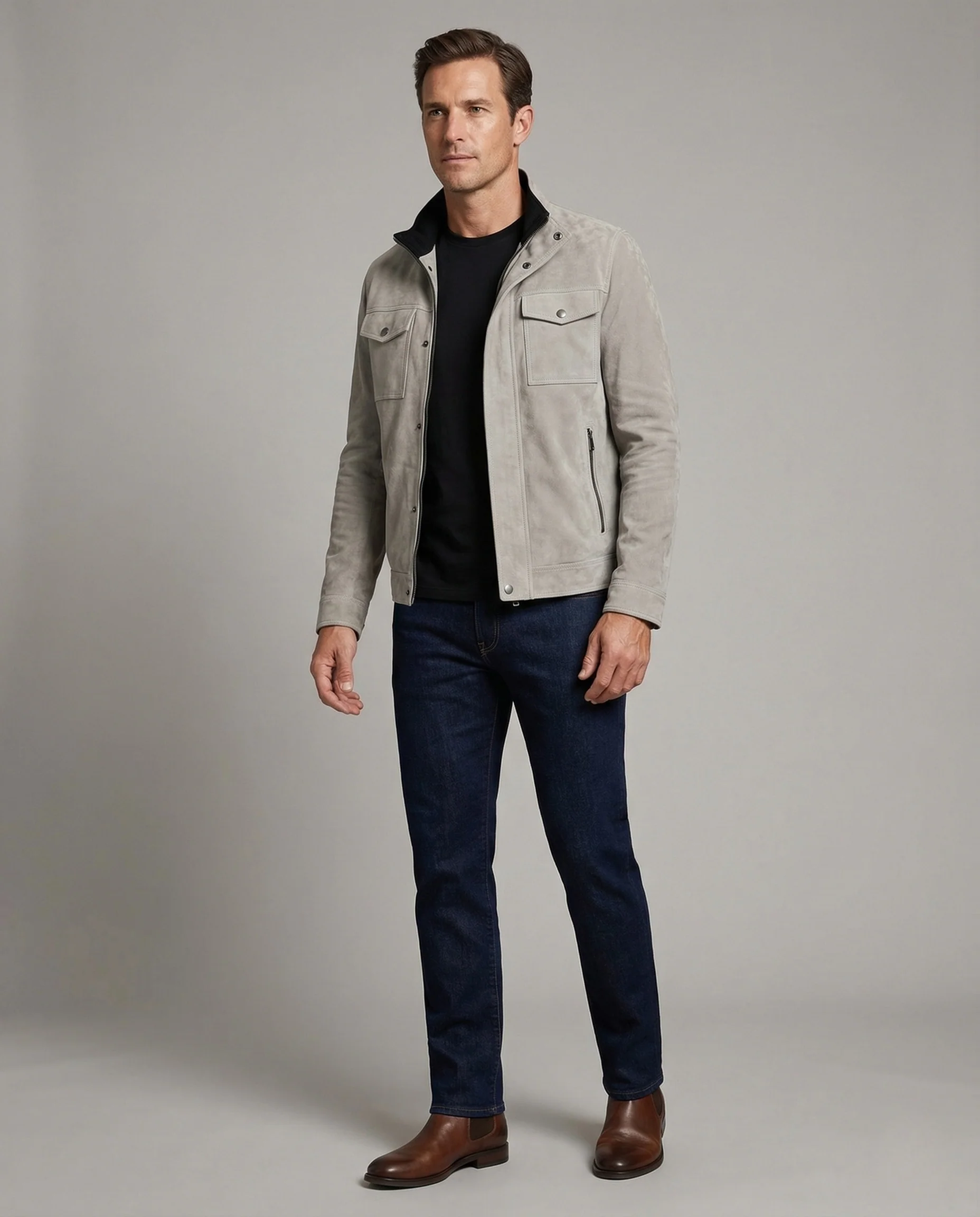 Herren Velours Utilityjacke