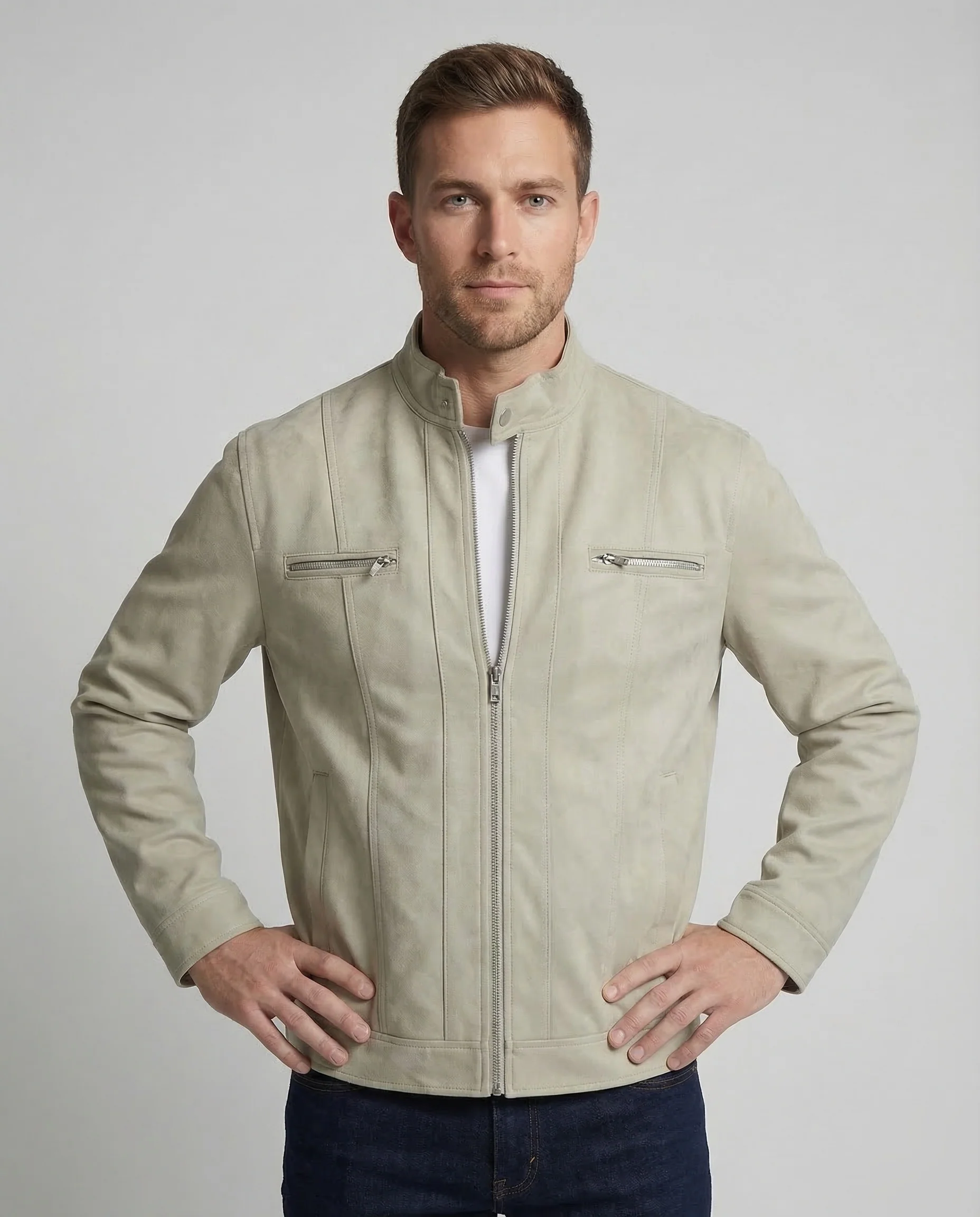 Herren Velourslederjacke Stehkragen - Image 2