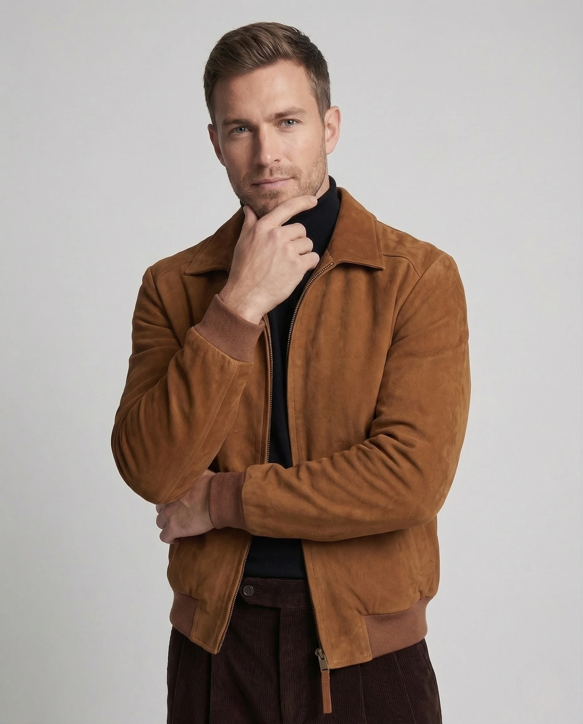Herren Velours Bomberjacke Klassisch - Image 2