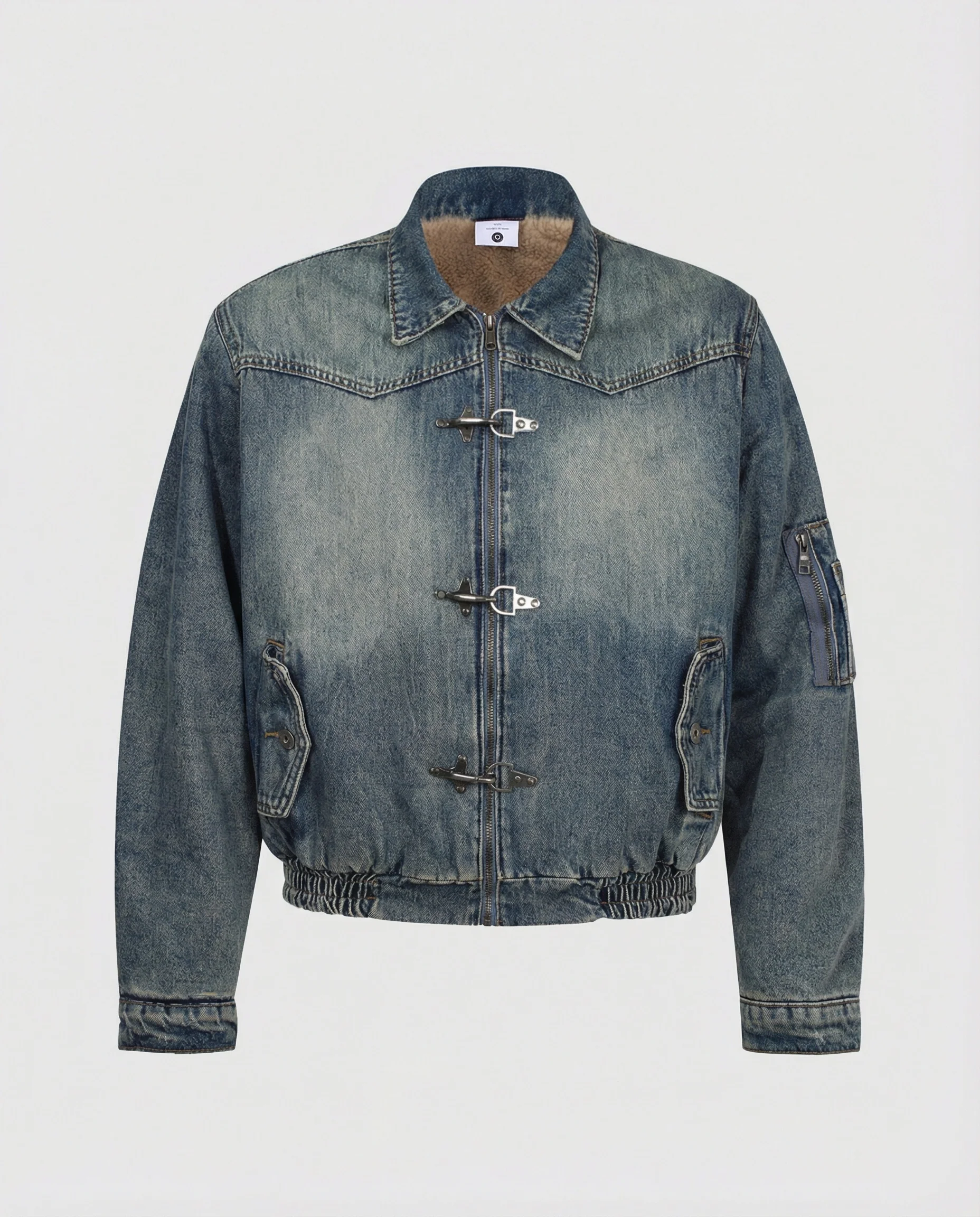 Herren Jeansjacke Bomber mit Teddyfutter