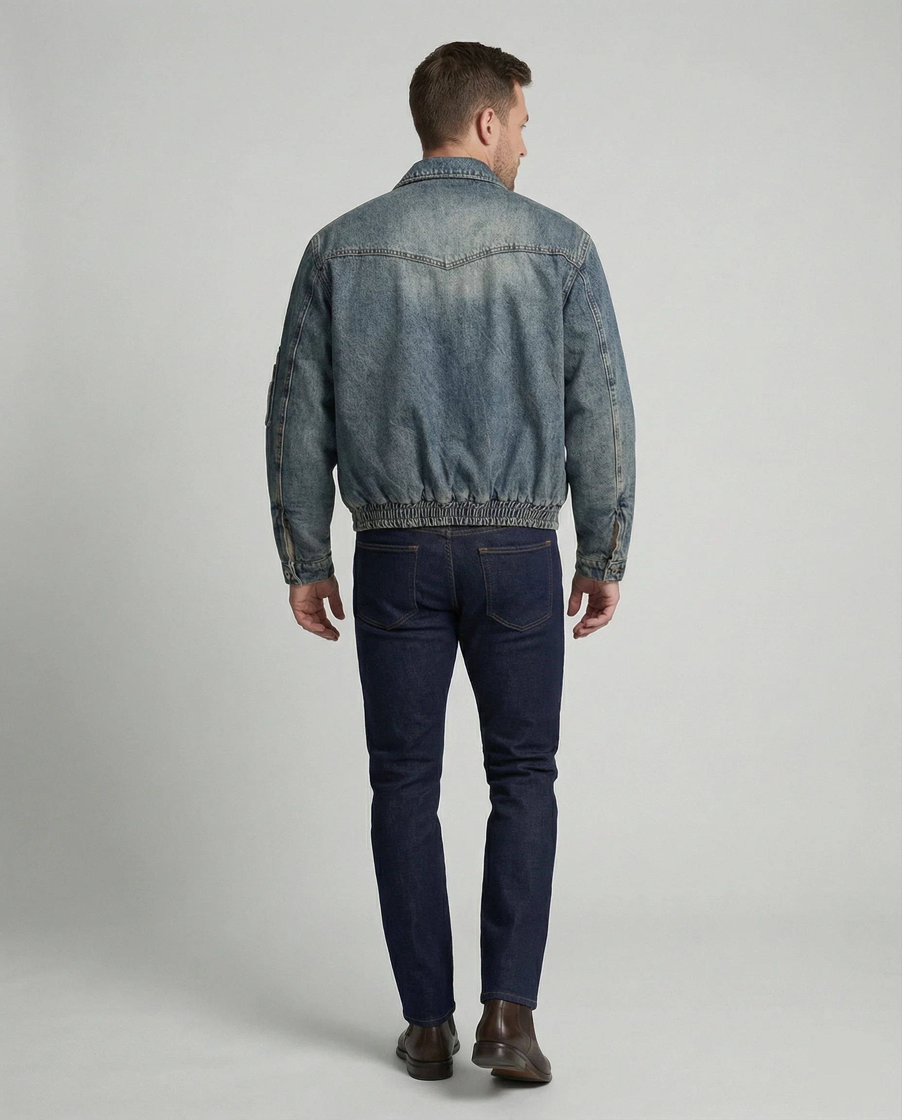 Herren Jeansjacke Bomber mit Teddyfutter - Image 3