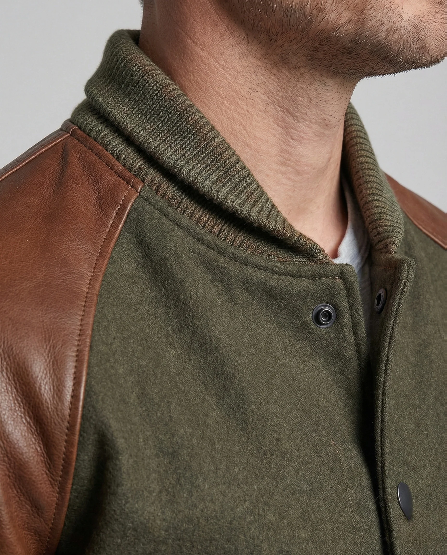 Herren College Blouson mit Lederärmeln - Image 4