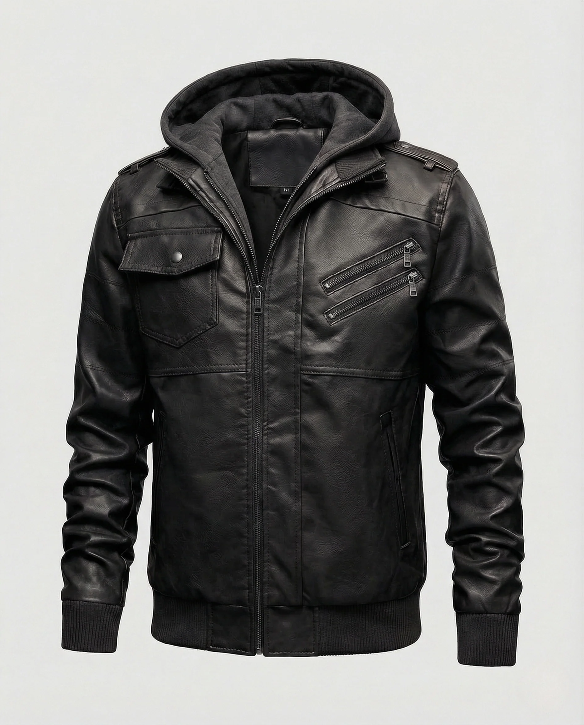 Herren Vintage Lederblouson mit Kapuze - Image 6
