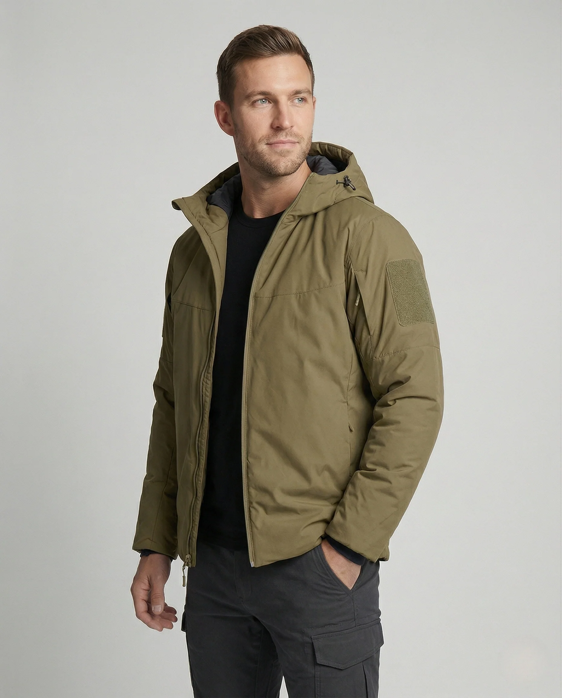 Herren Wattierte Outdoorjacke mit Kapuze