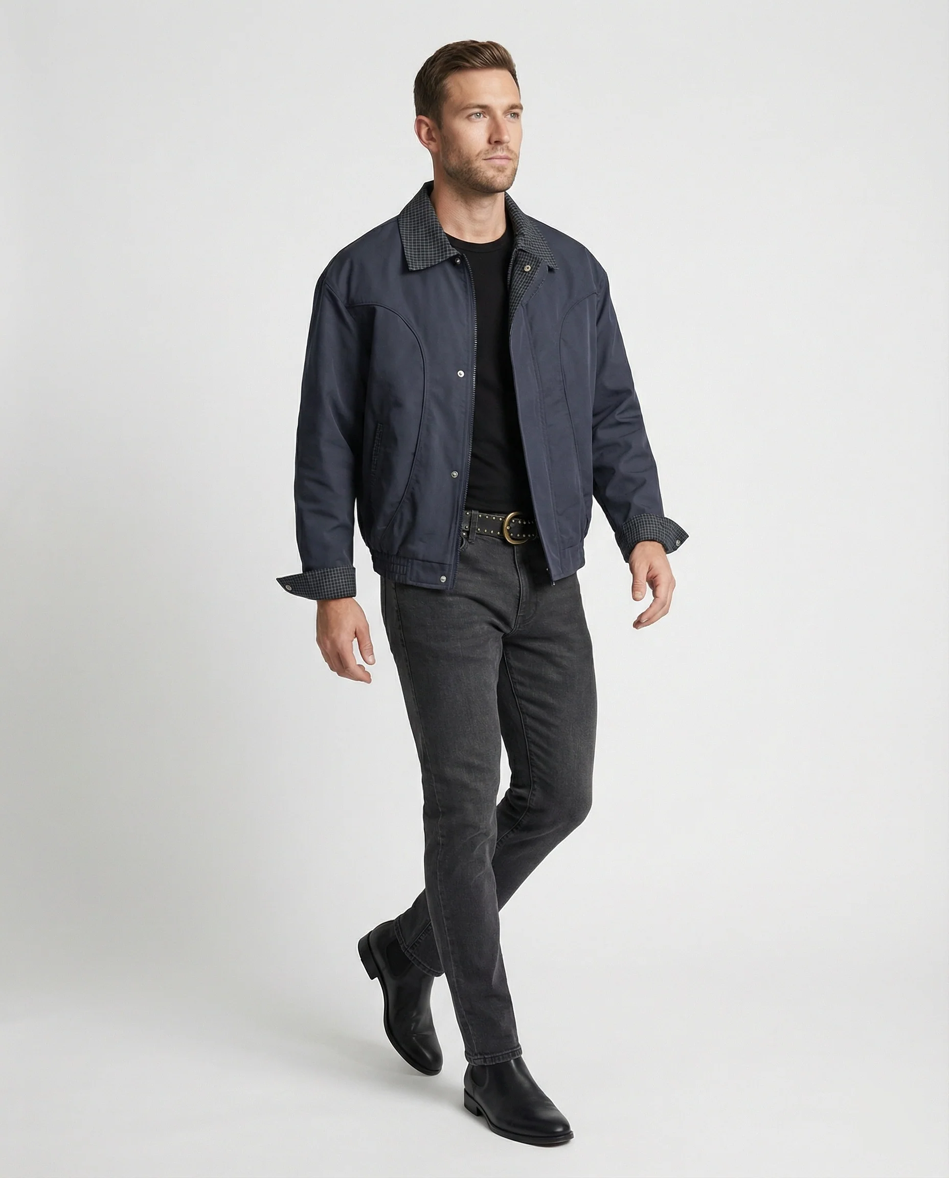 Herren wattierte Oversize-Bomberjacke mit verdecktem Reißverschluss und elastischem Saum Heidi-Mode - Image 2