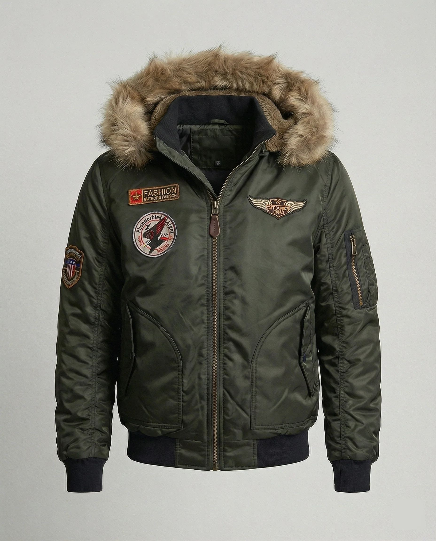 Herren Pilotenjacke wattiert mit Kapuze - Image 2