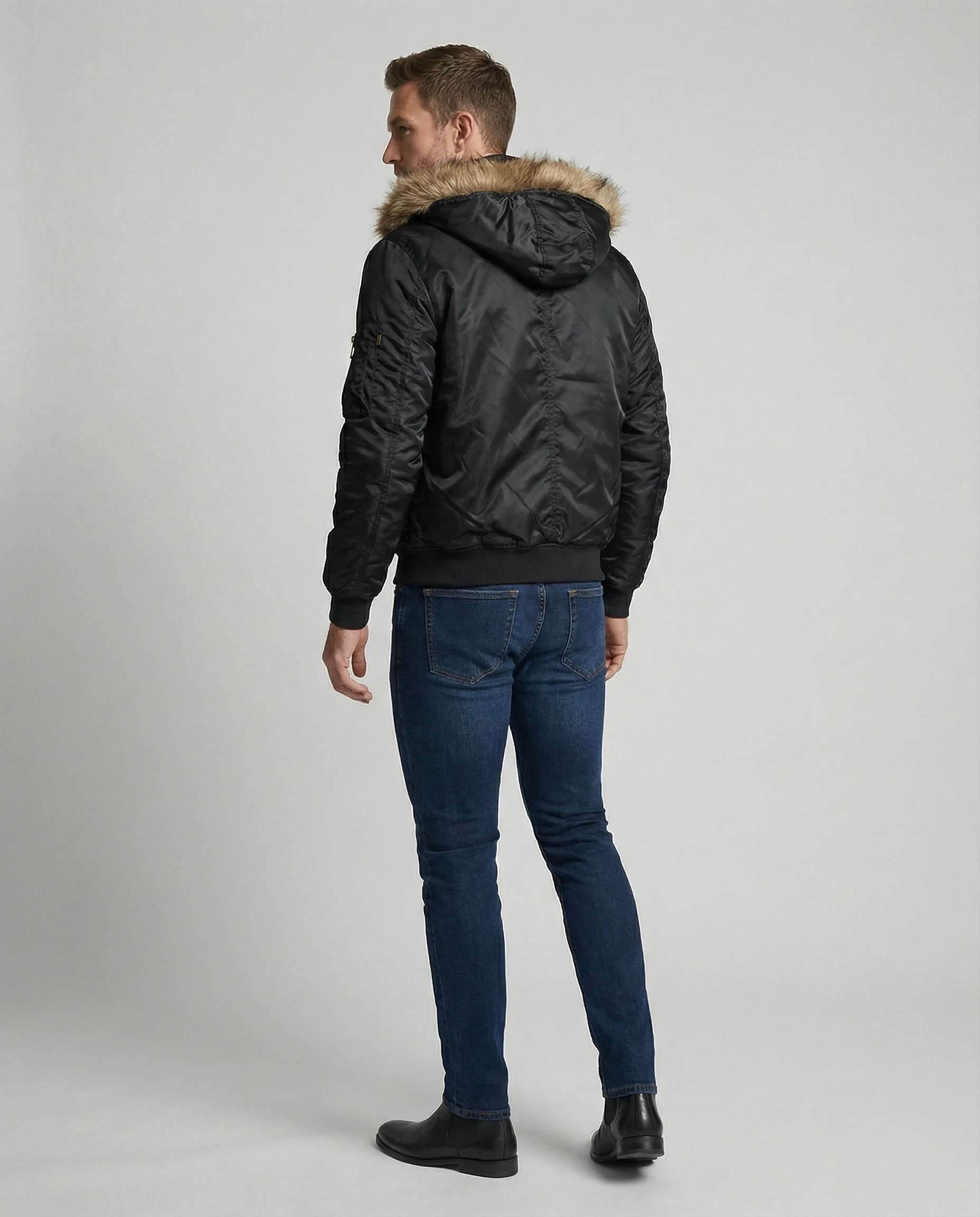 Herren Pilotenjacke wattiert mit Kapuze - Image 4