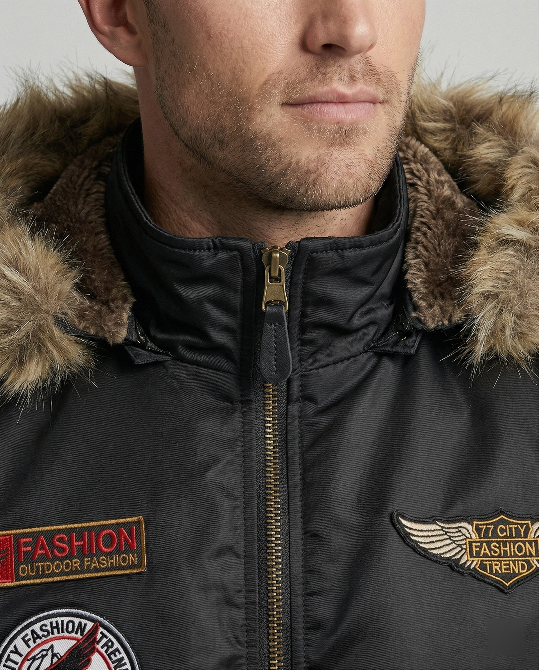 Herren Pilotenjacke wattiert mit Kapuze - Image 5
