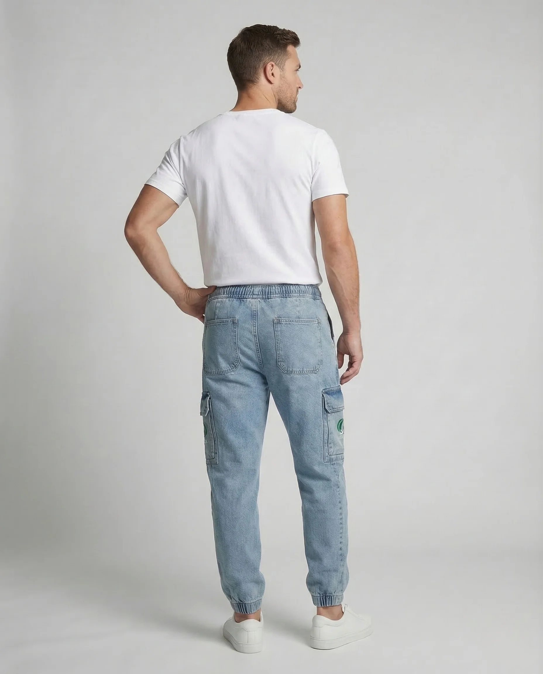 Herren Denim Jogginghose Weit Elastischer Bund - Image 4