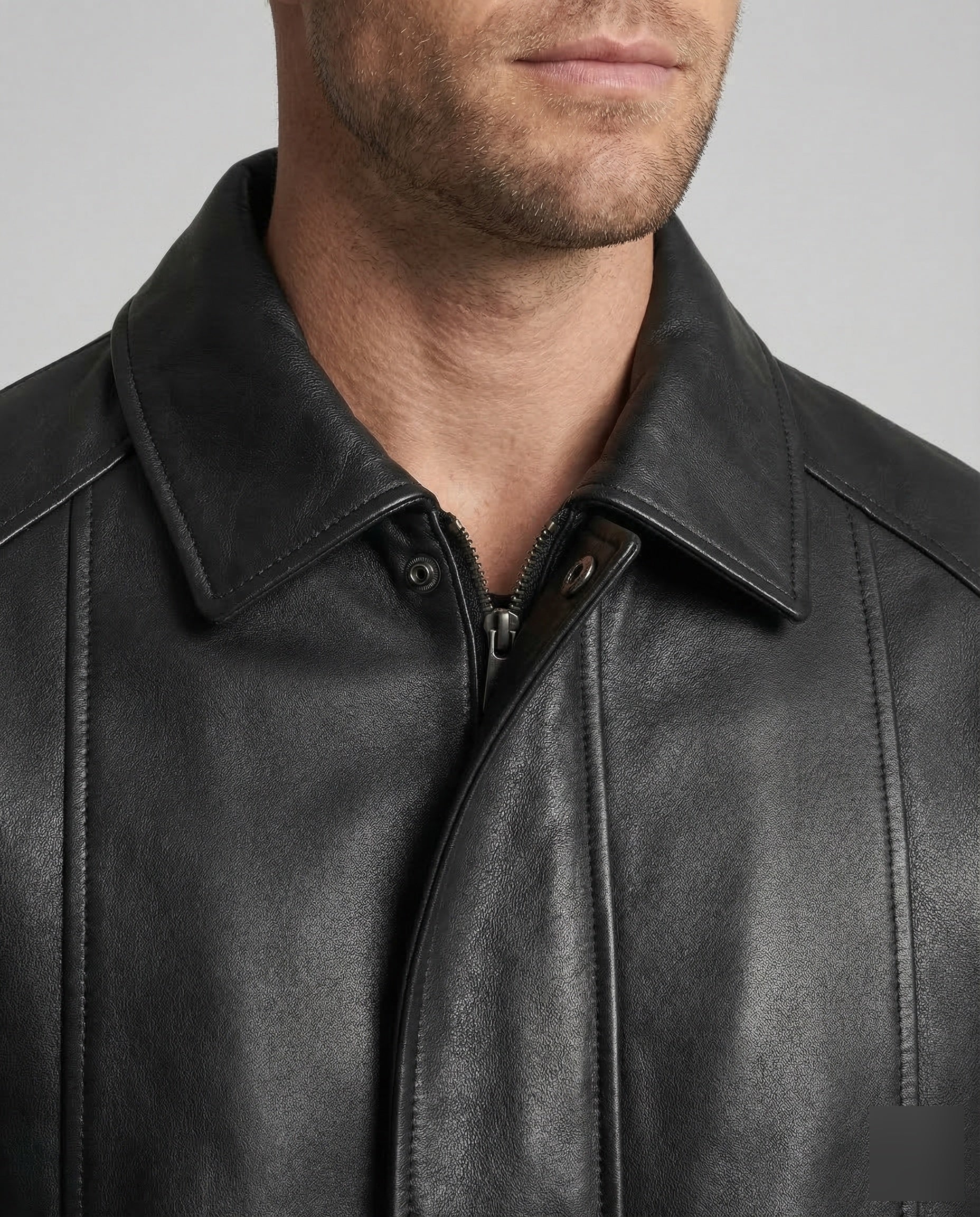 Herren Kunstleder Bomberjacke Weit - Image 3