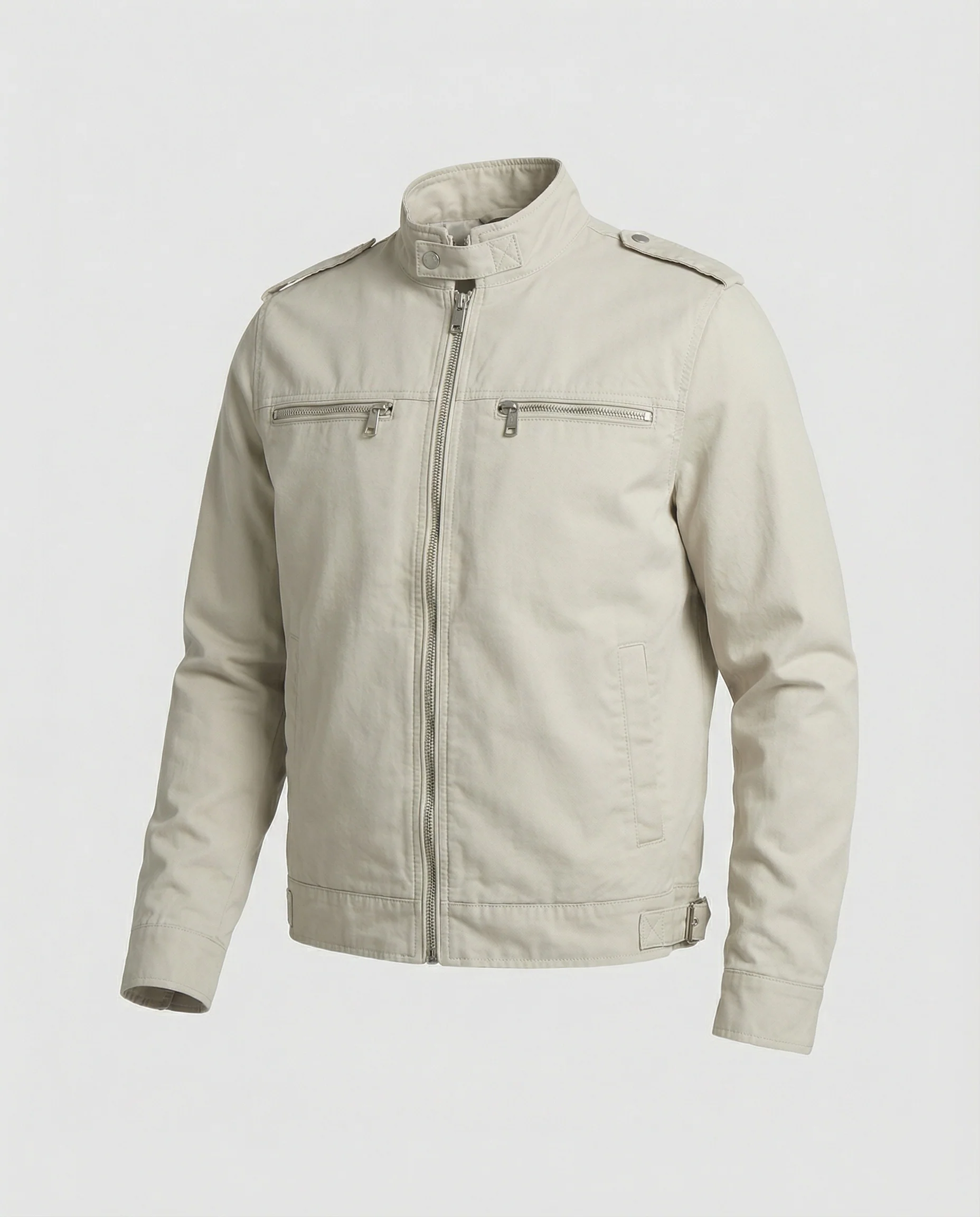 Herren weit geschnittene Kunstlederjacke mit Stehkragen und Brustreißverschlüssen Heidi-Mode - Image 5