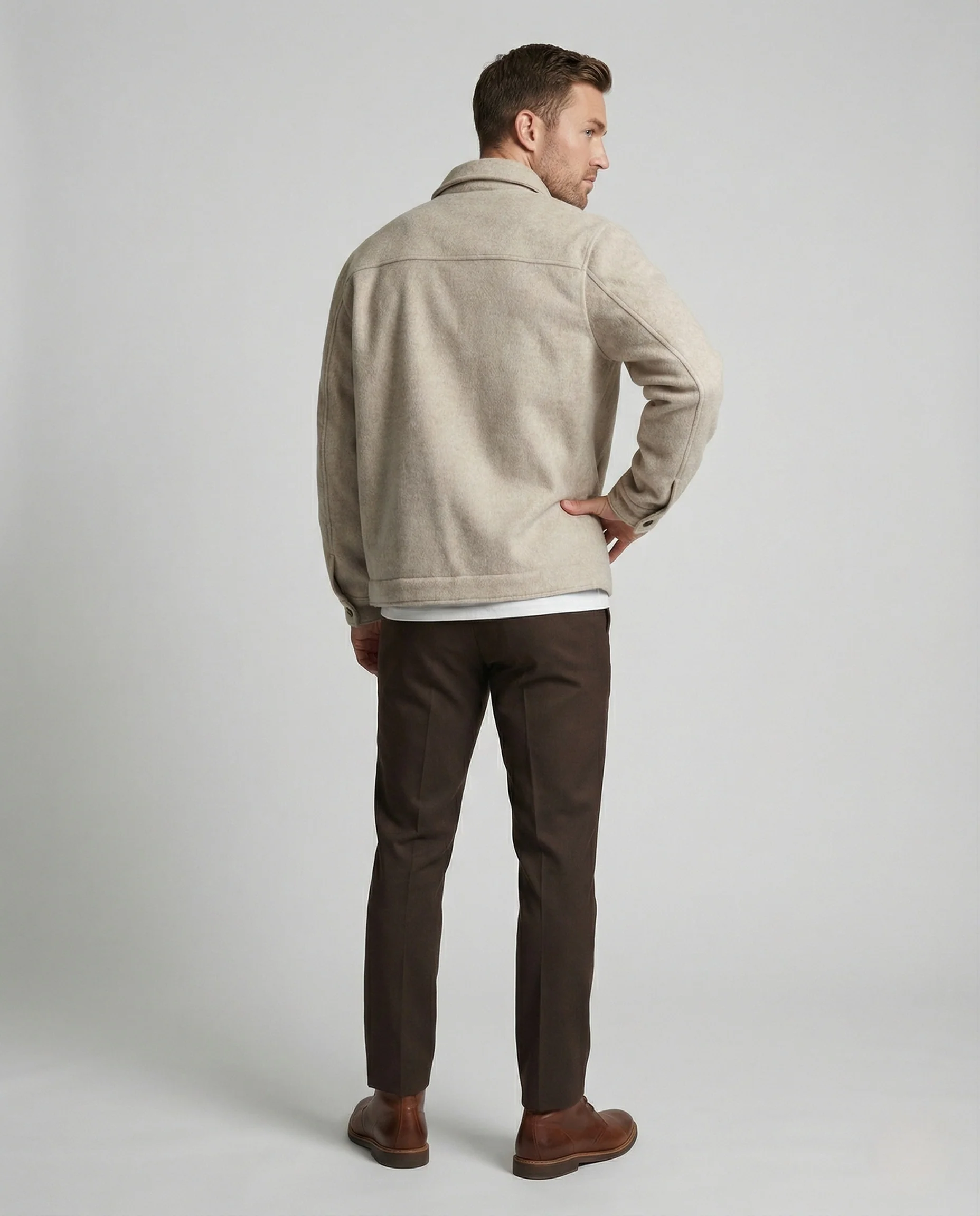 Wollmixjacke Weit Mit Hemdkragen Herren - Image 3
