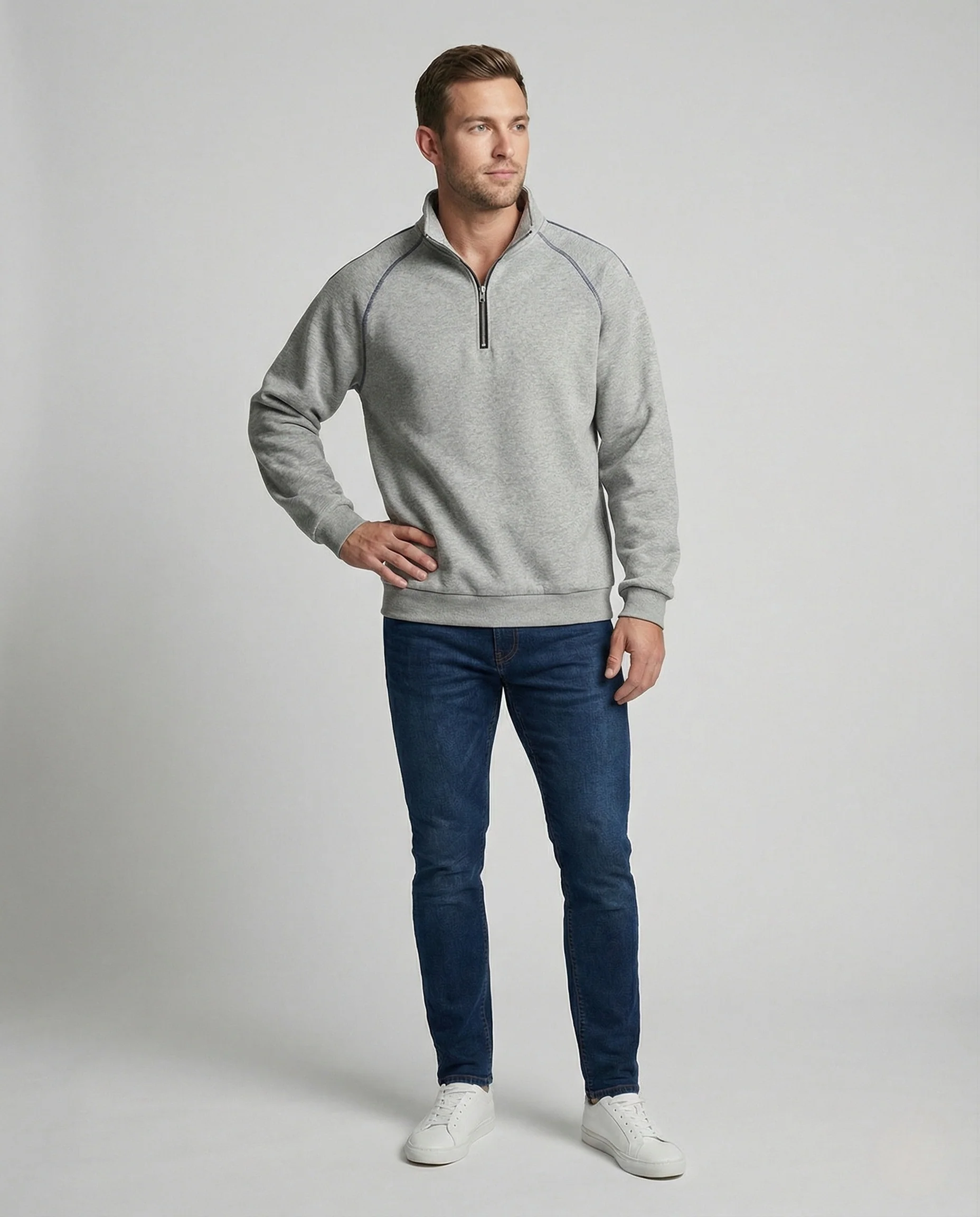 Sweatshirt Weit Mit Halbzip Herren - Image 2