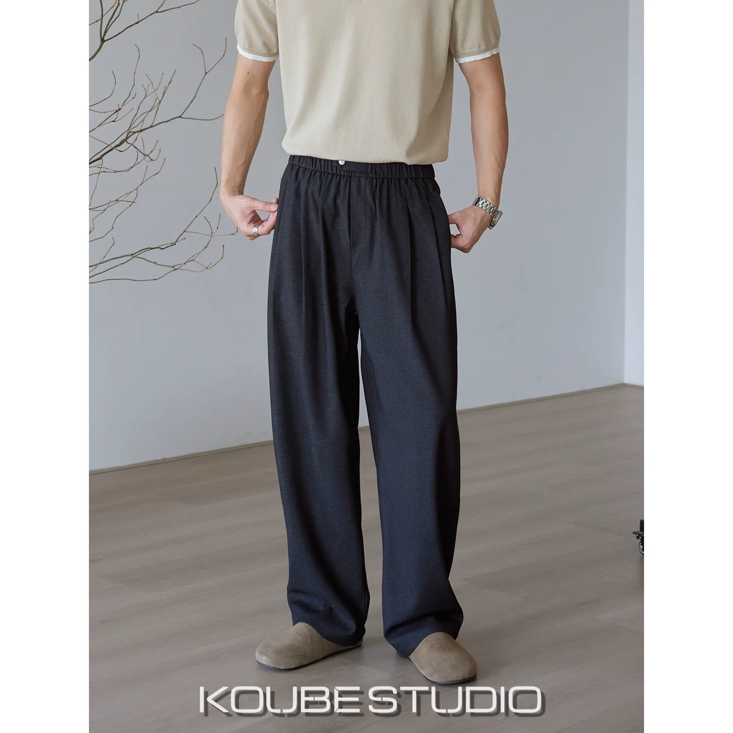 Herren Bundfaltenhose Weit
