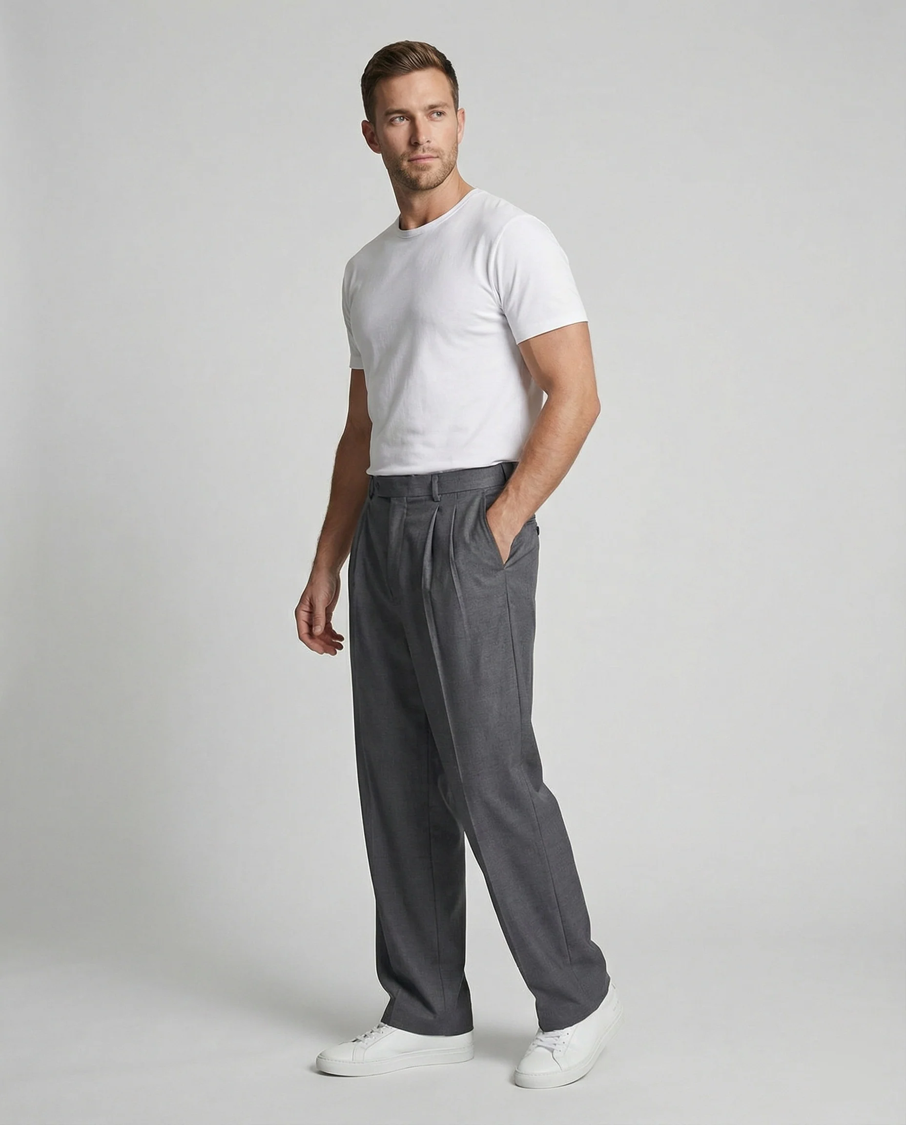 Freizeitkleidung Herren Bundfaltenhose Weit - Image 5