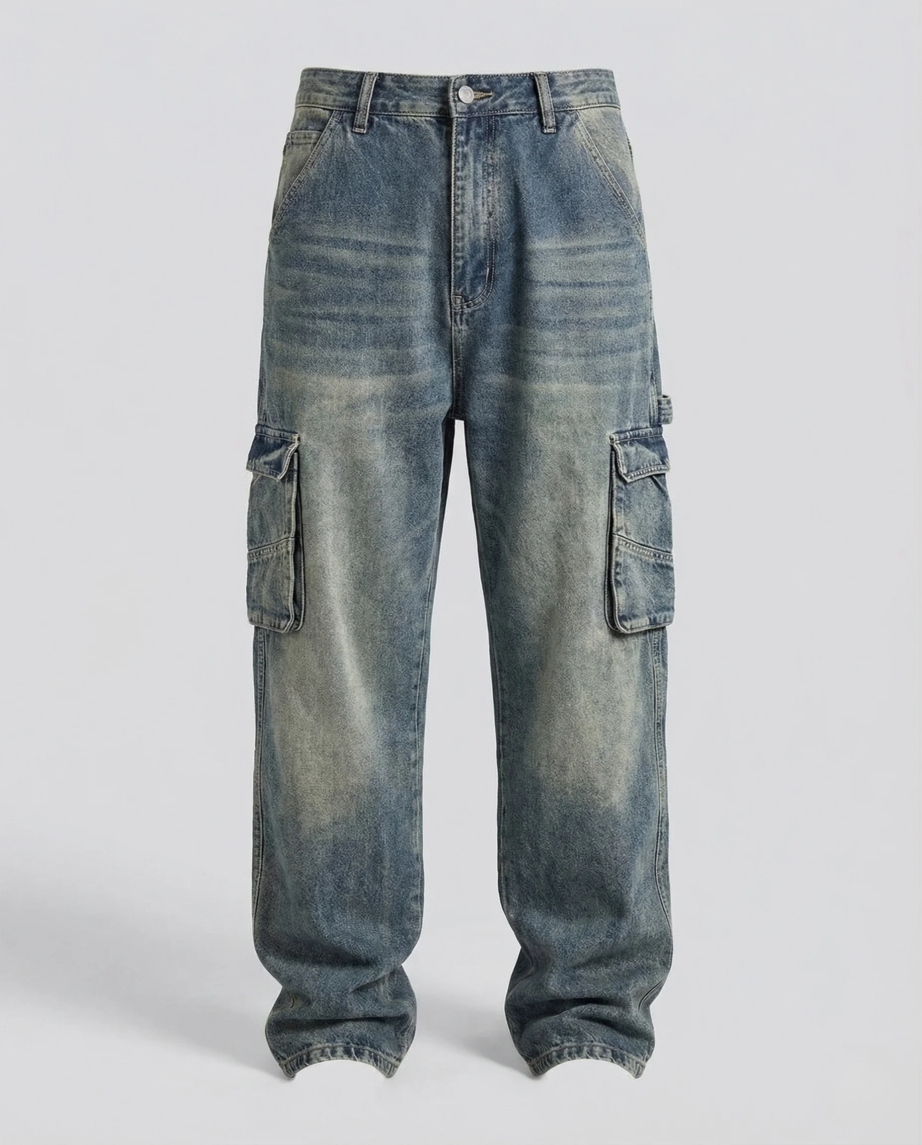 Herren Weite Cargo Jeans mit Tiefem Schritt und Mehrfachtaschen - Image 5
