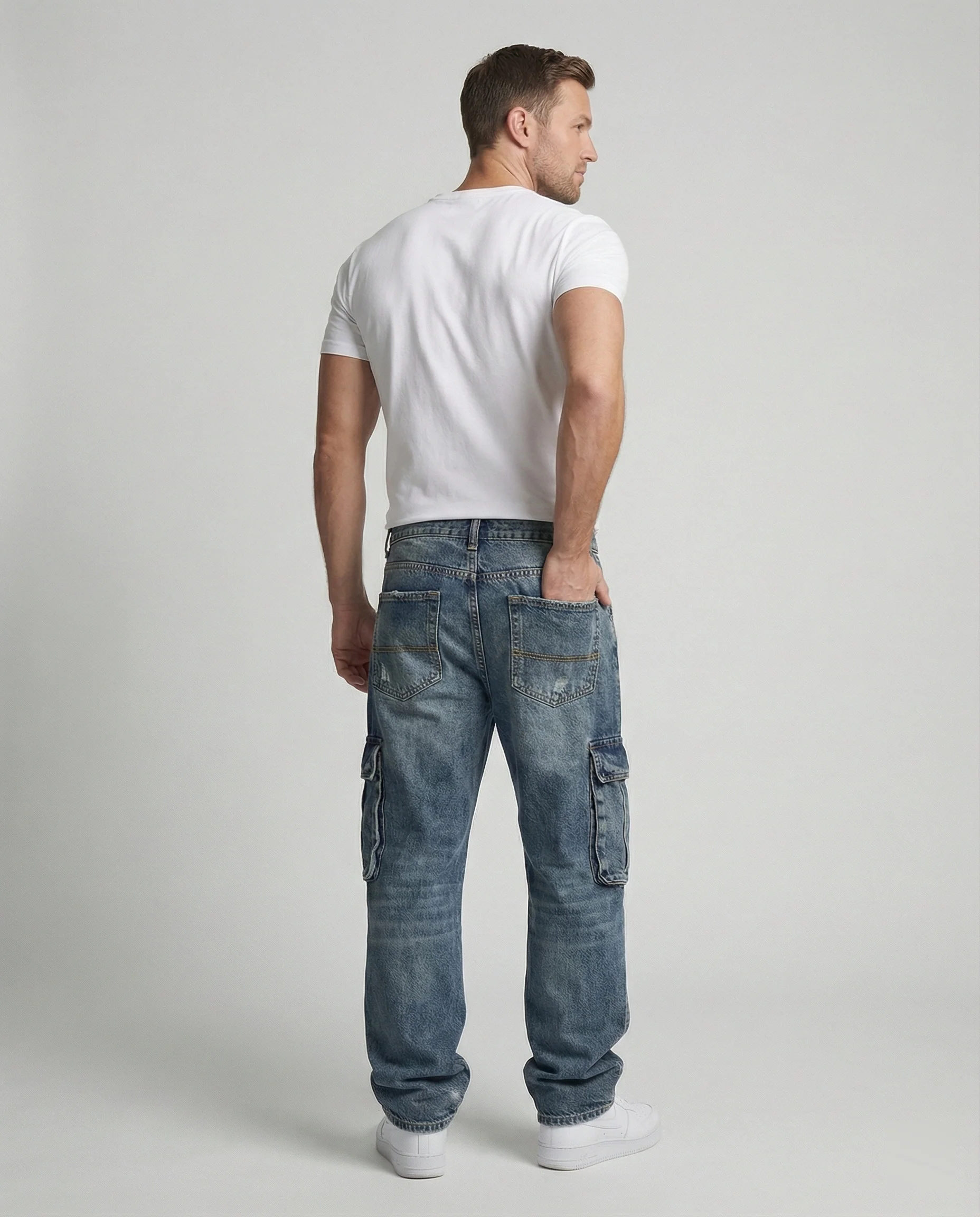 Herren Cargo Jeans weit mit Taschen - Image 2
