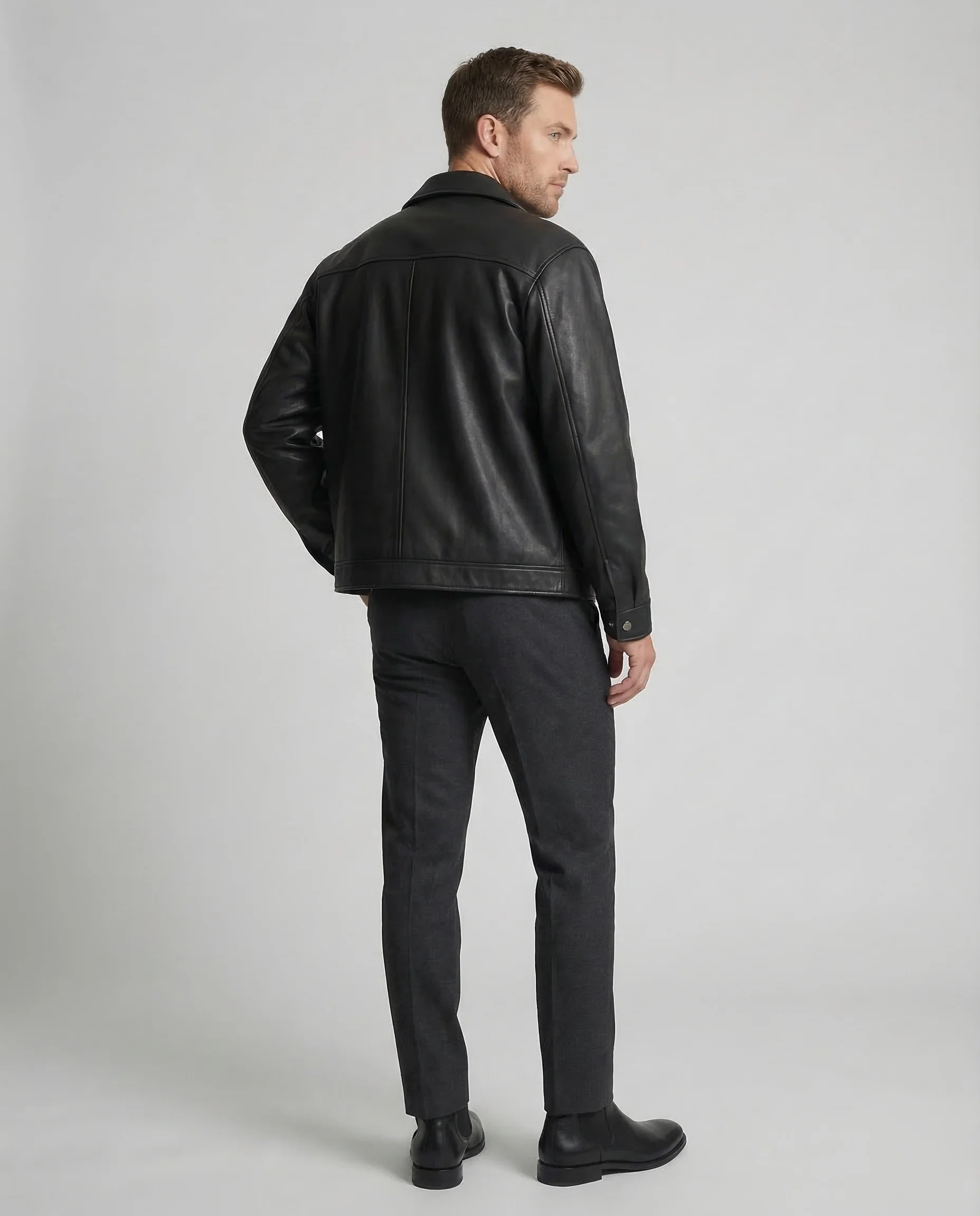 Herren Lederoptik Blouson Weit - Image 4