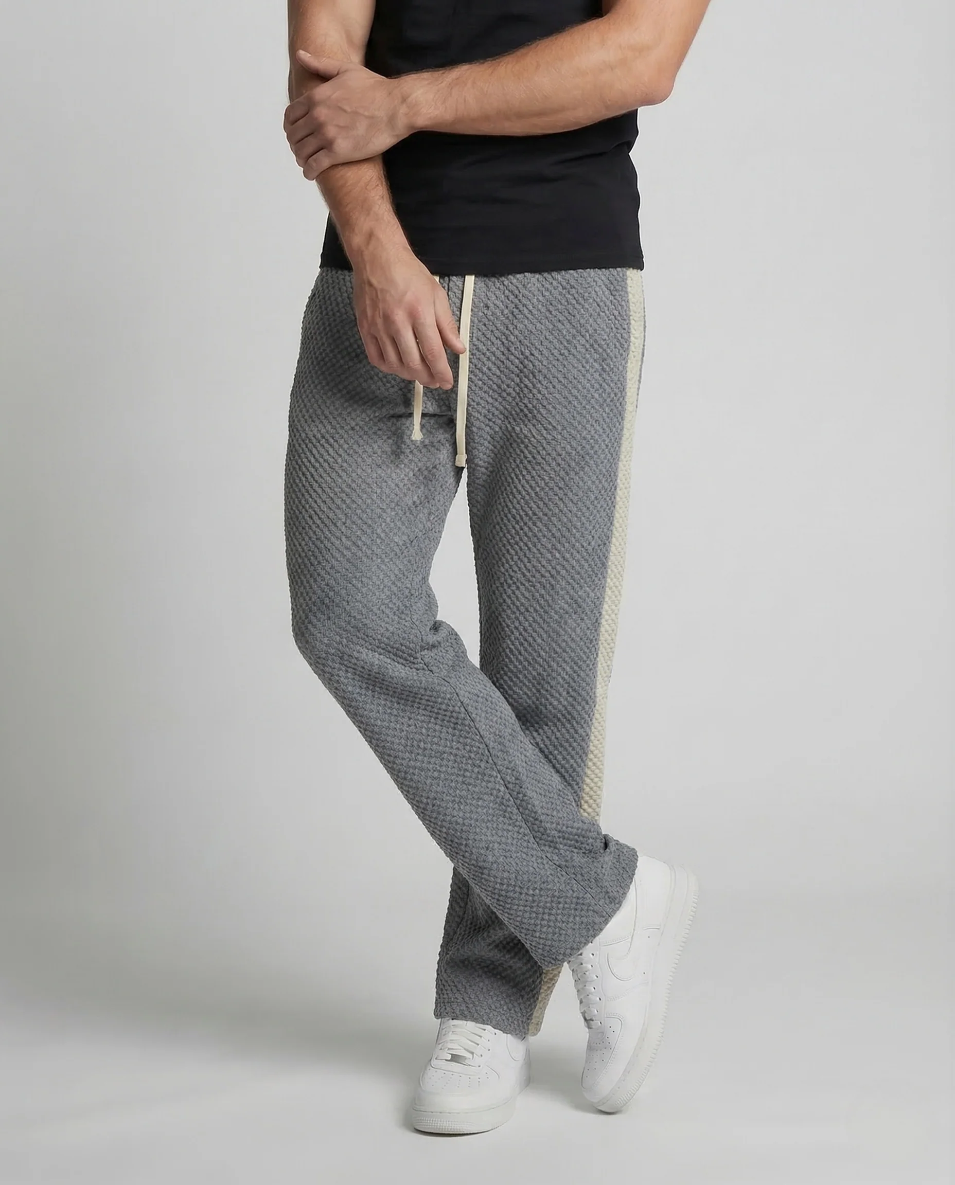 Herren Waffelstrick Freizeithose Weit Tunnelzug - Image 2