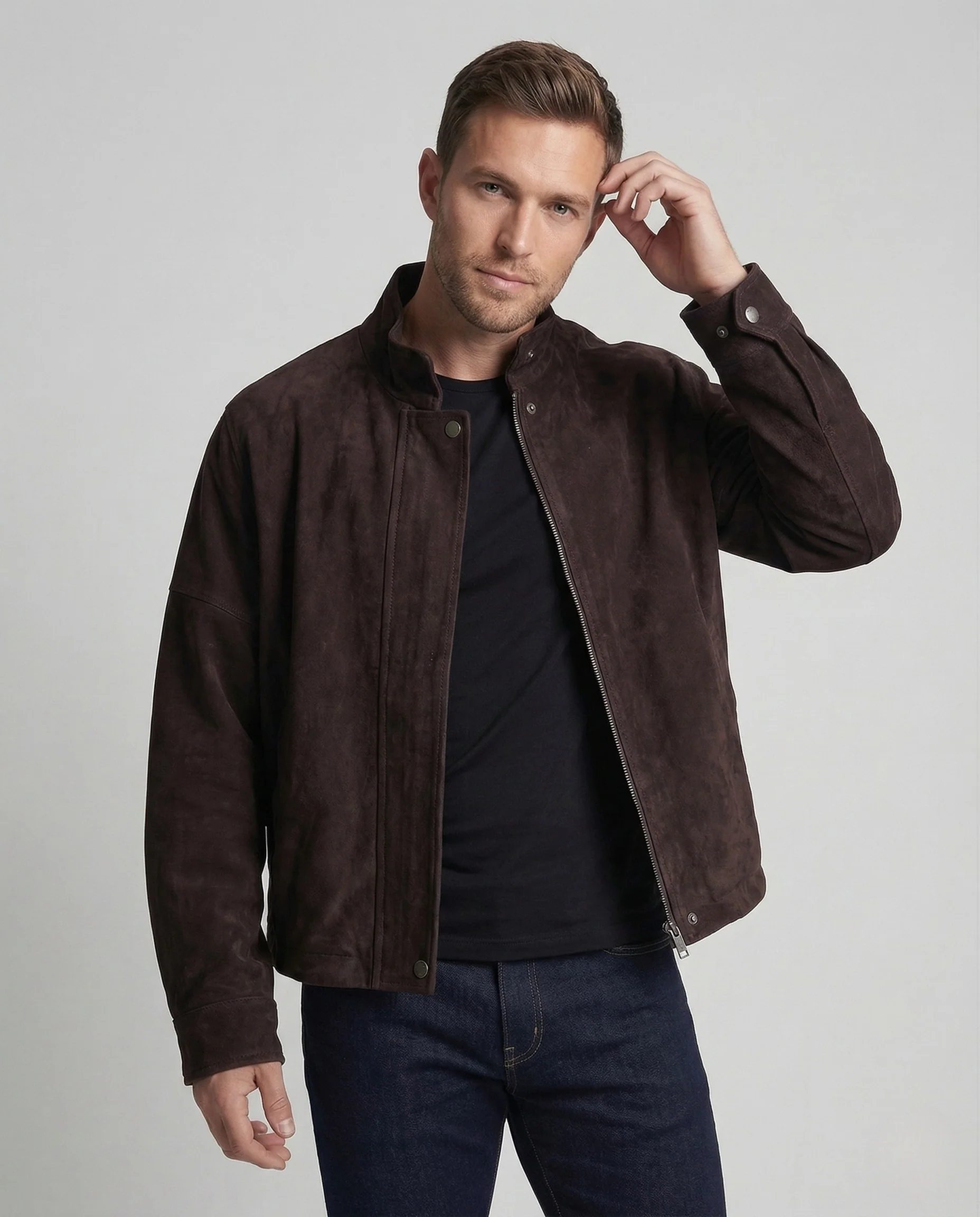 Herren Wildlederjacke Stehkragen - Image 2