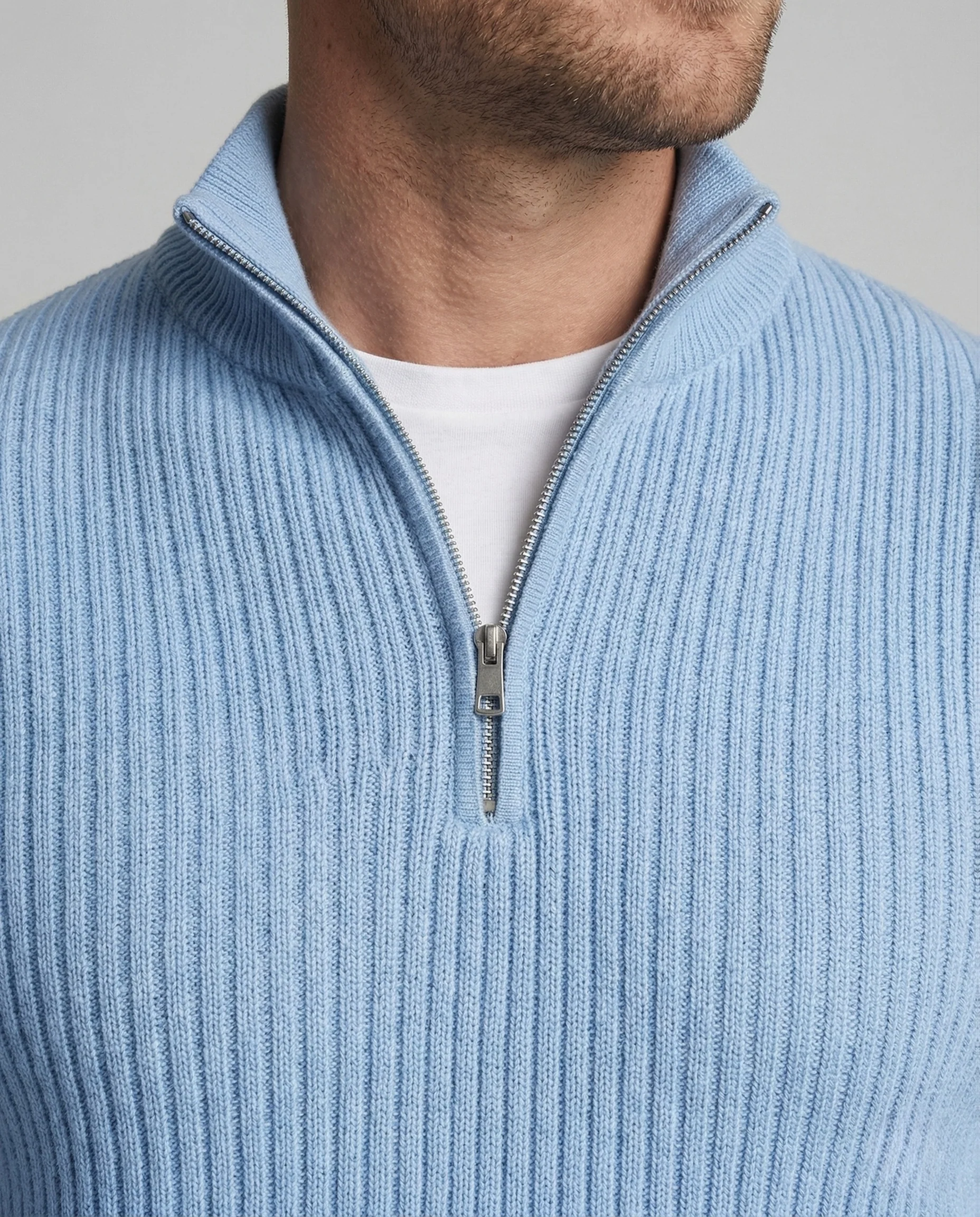 Herren Strickpullover gerippt mit Reißverschluss - Image 3