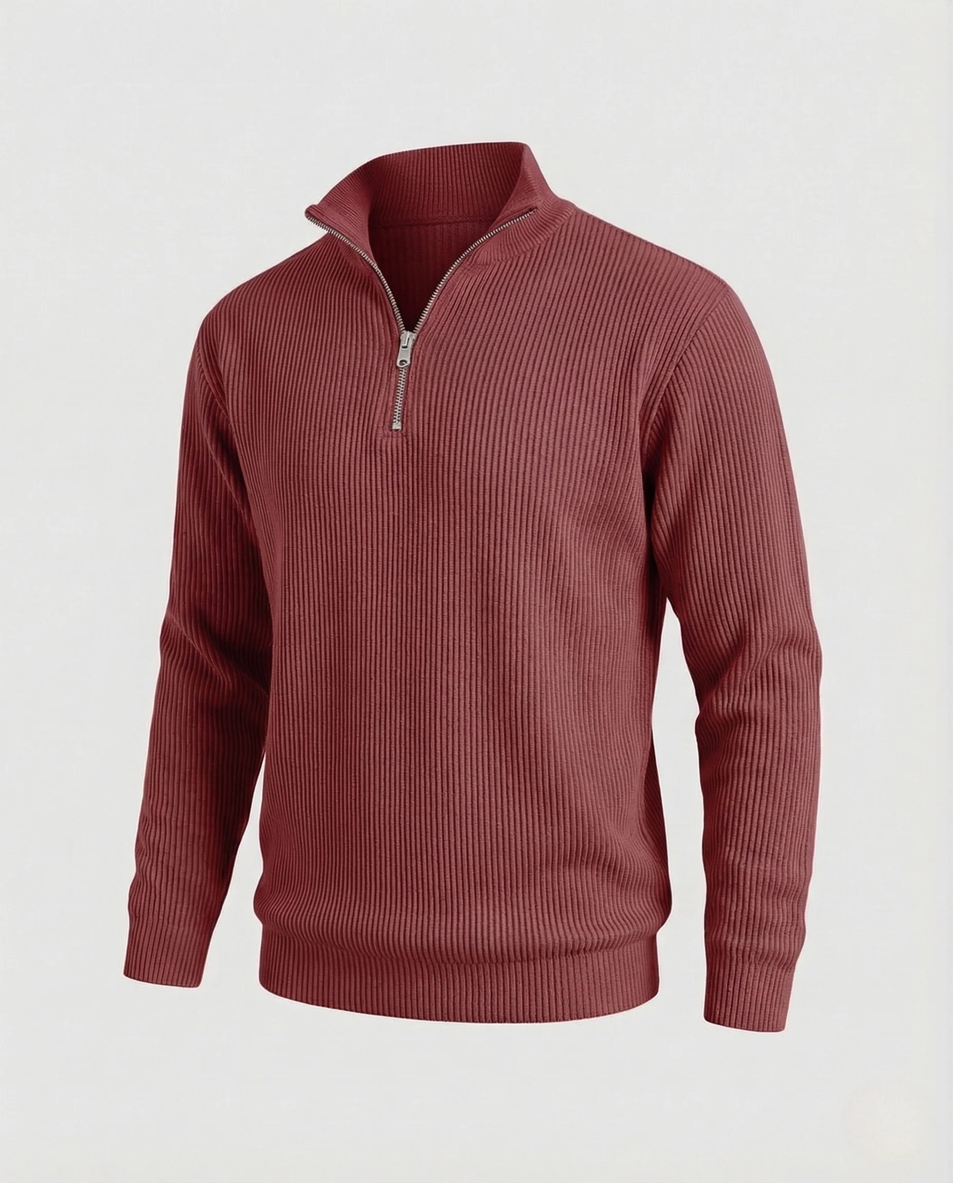 Herren Strickpullover gerippt mit Reißverschluss - Image 8