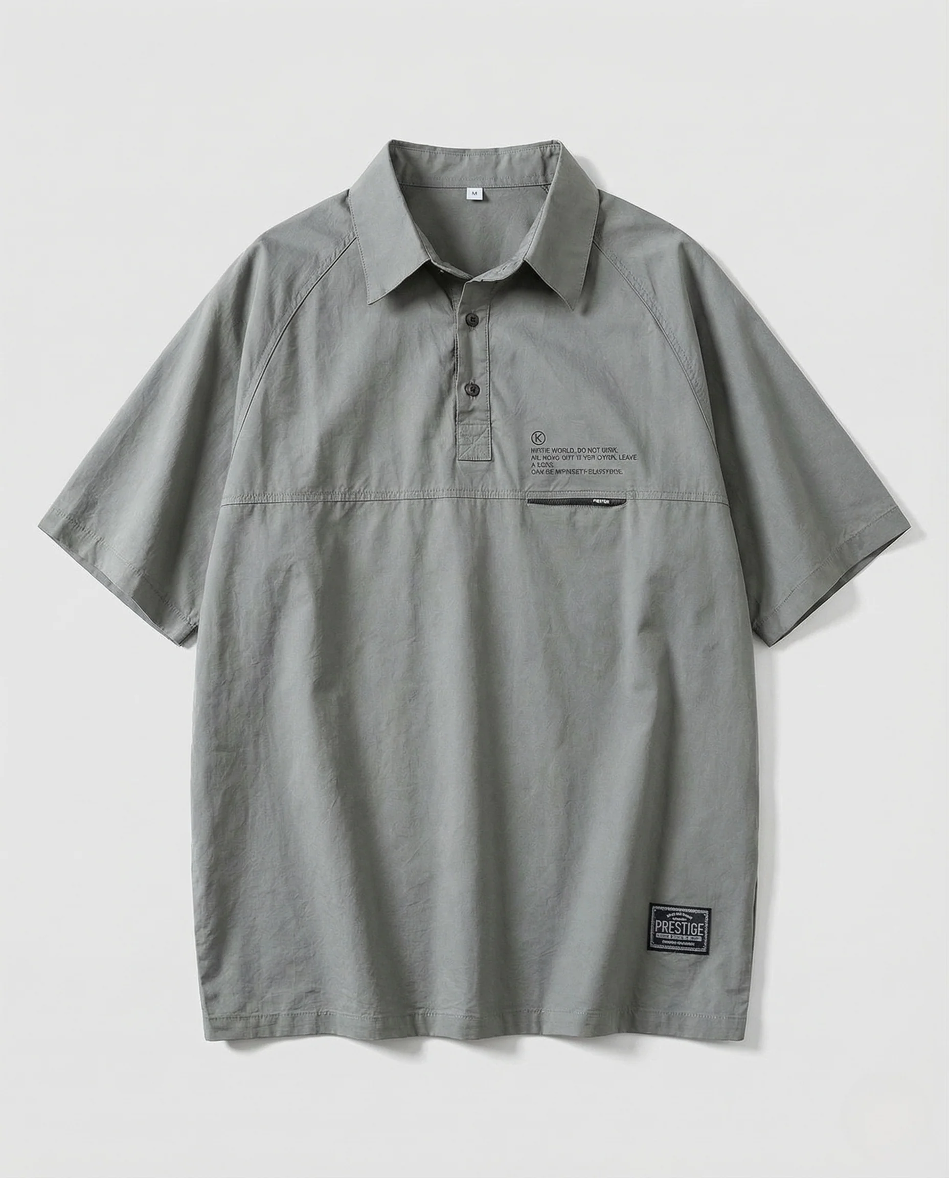 Herren Poloshirt Oversize Reißverschluss Tasche - Image 5