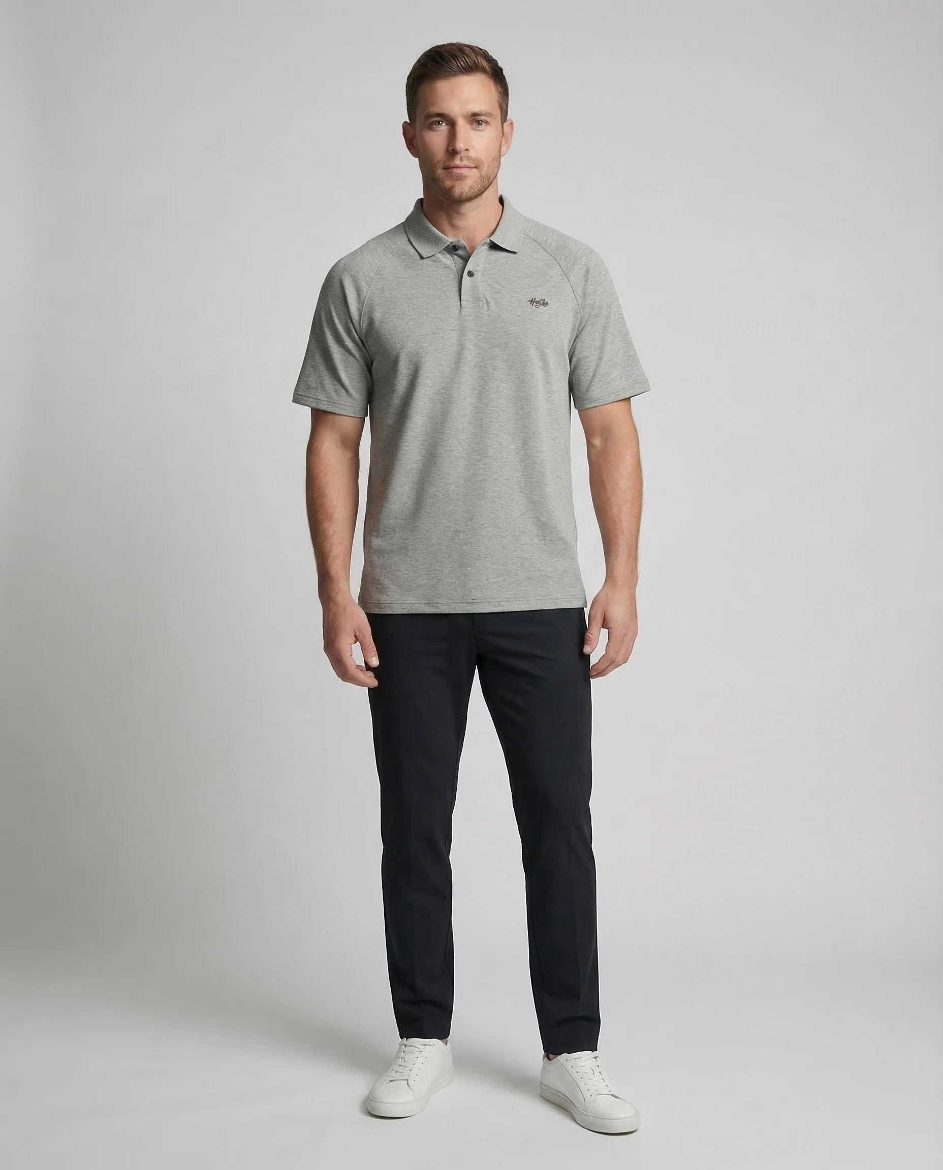 Herren Poloshirt weit mit Raglanärmeln und Polokragen