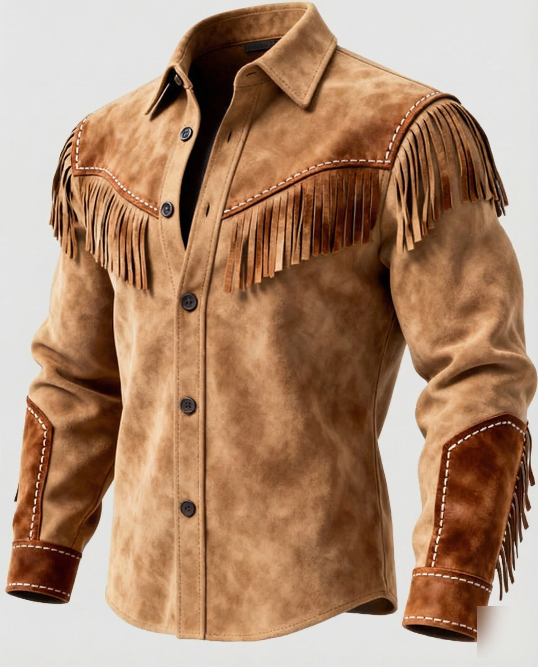 Herren Westernhemd mit Fransen und Stickerei - Image 5