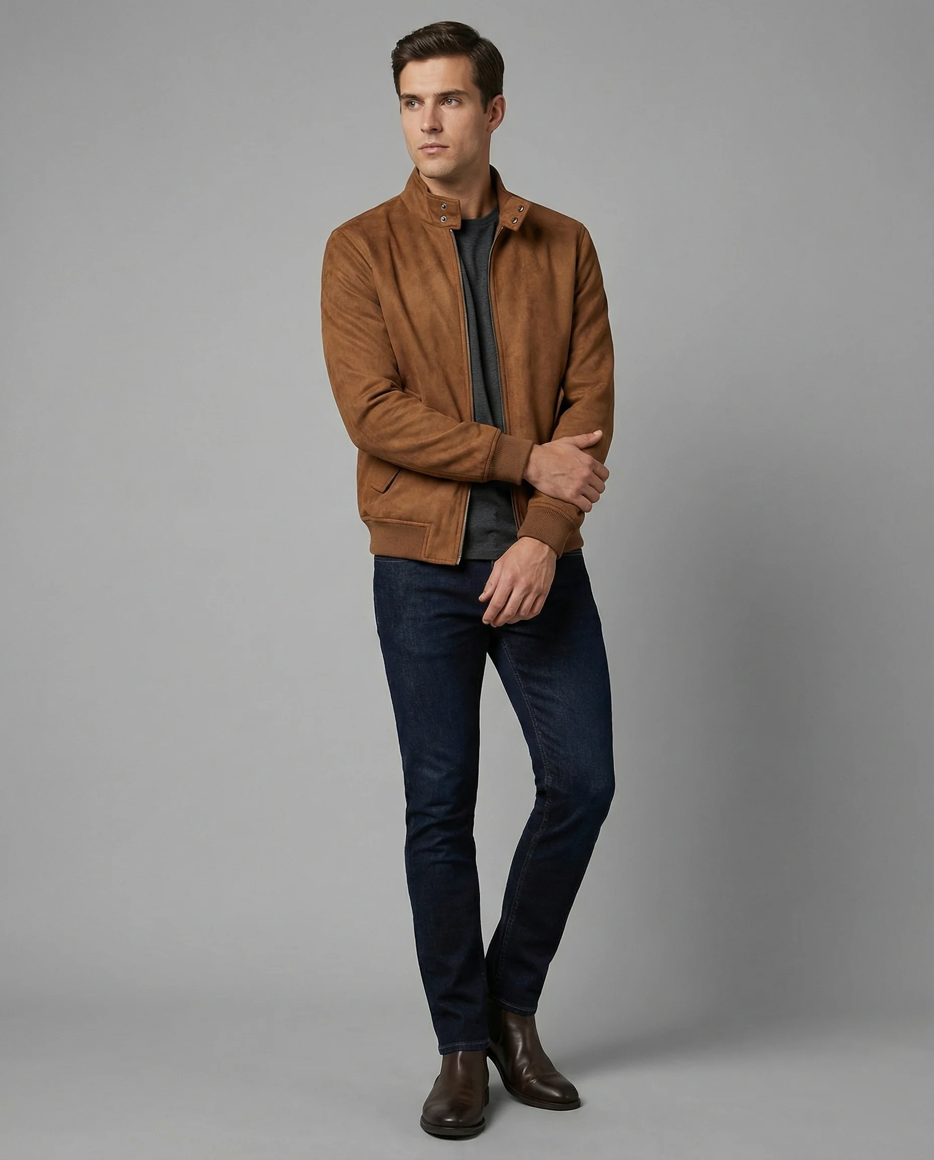 Freizeitkleidung Herren Wildleder Bomber - Image 4