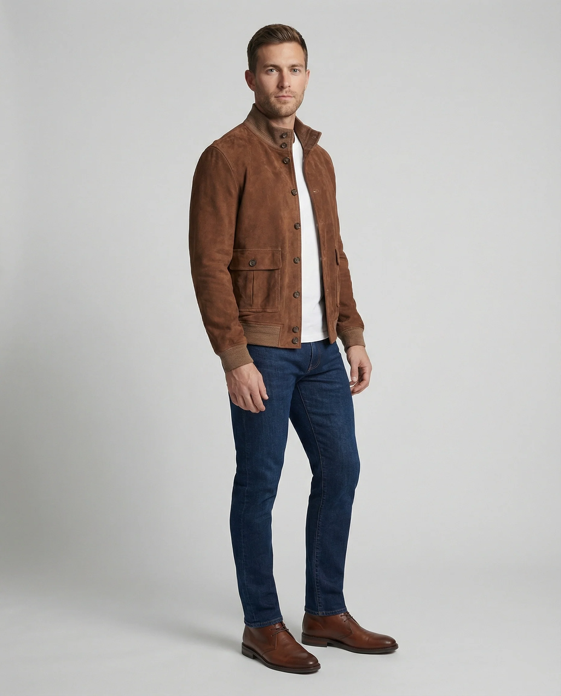 Freizeitkleidung Herren Wildlederjacke Bomber - Image 4