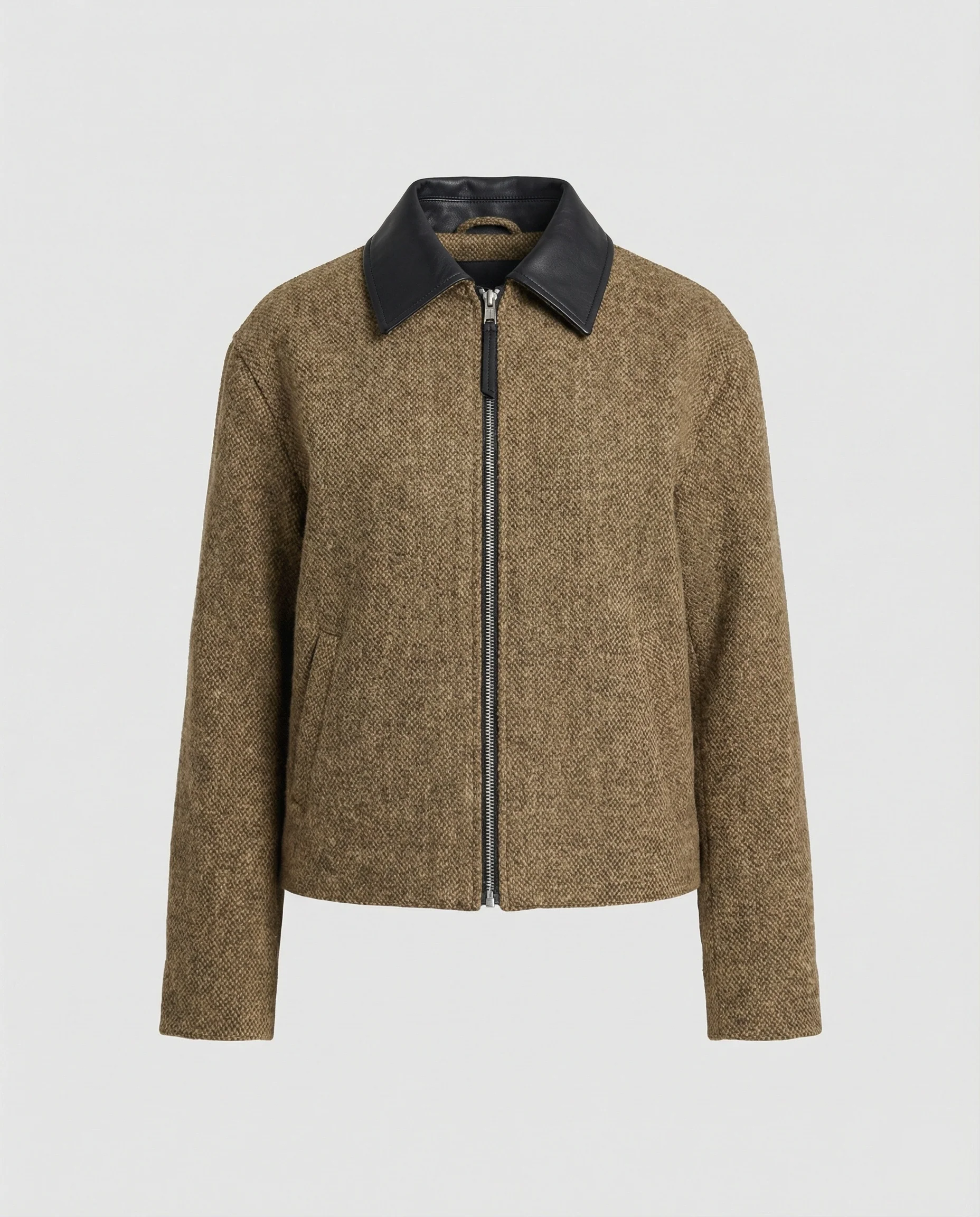 Wollmix-Blouson mit Lederkragen und verdecktem Reißverschluss Heidi-Mode - Image 4