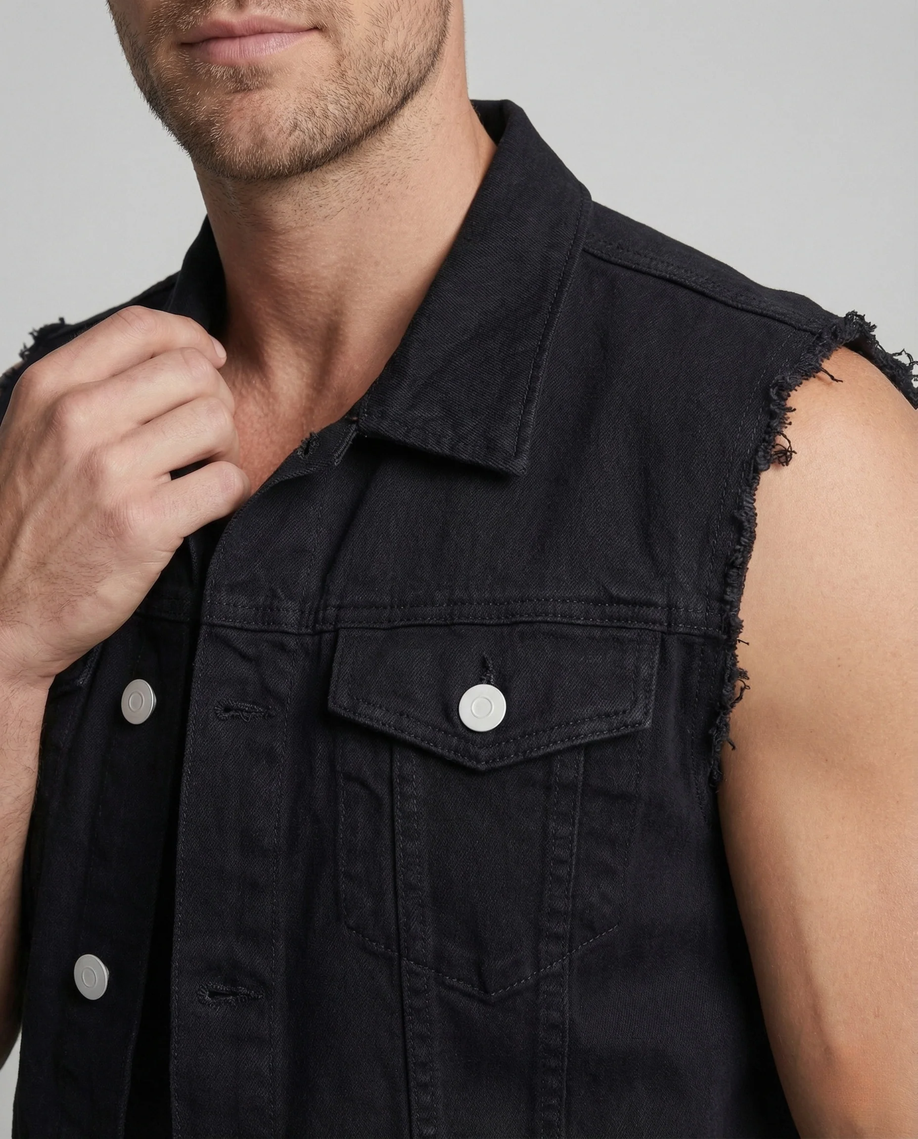 Herren Denimweste Workwear mit Knopfleiste - Image 3