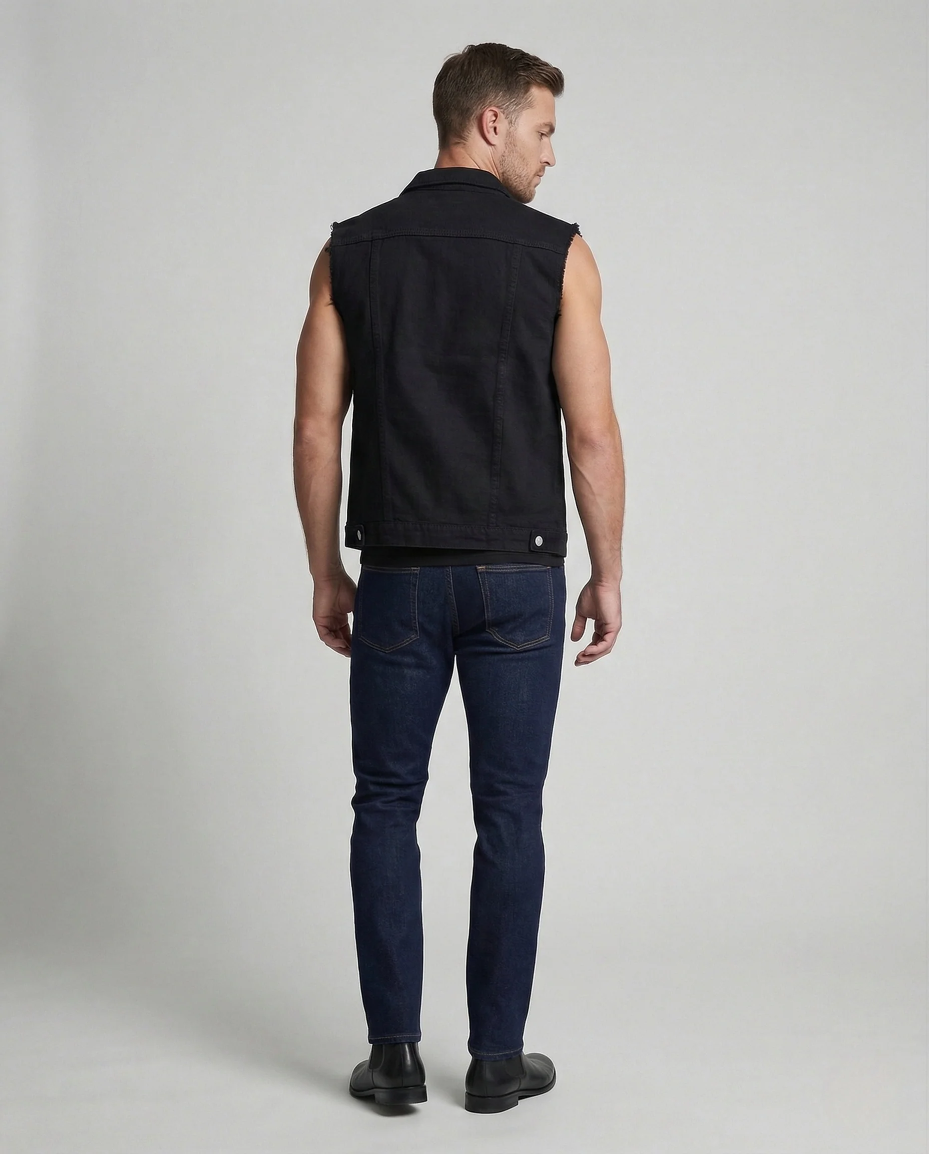 Herren Denimweste Workwear mit Knopfleiste - Image 4