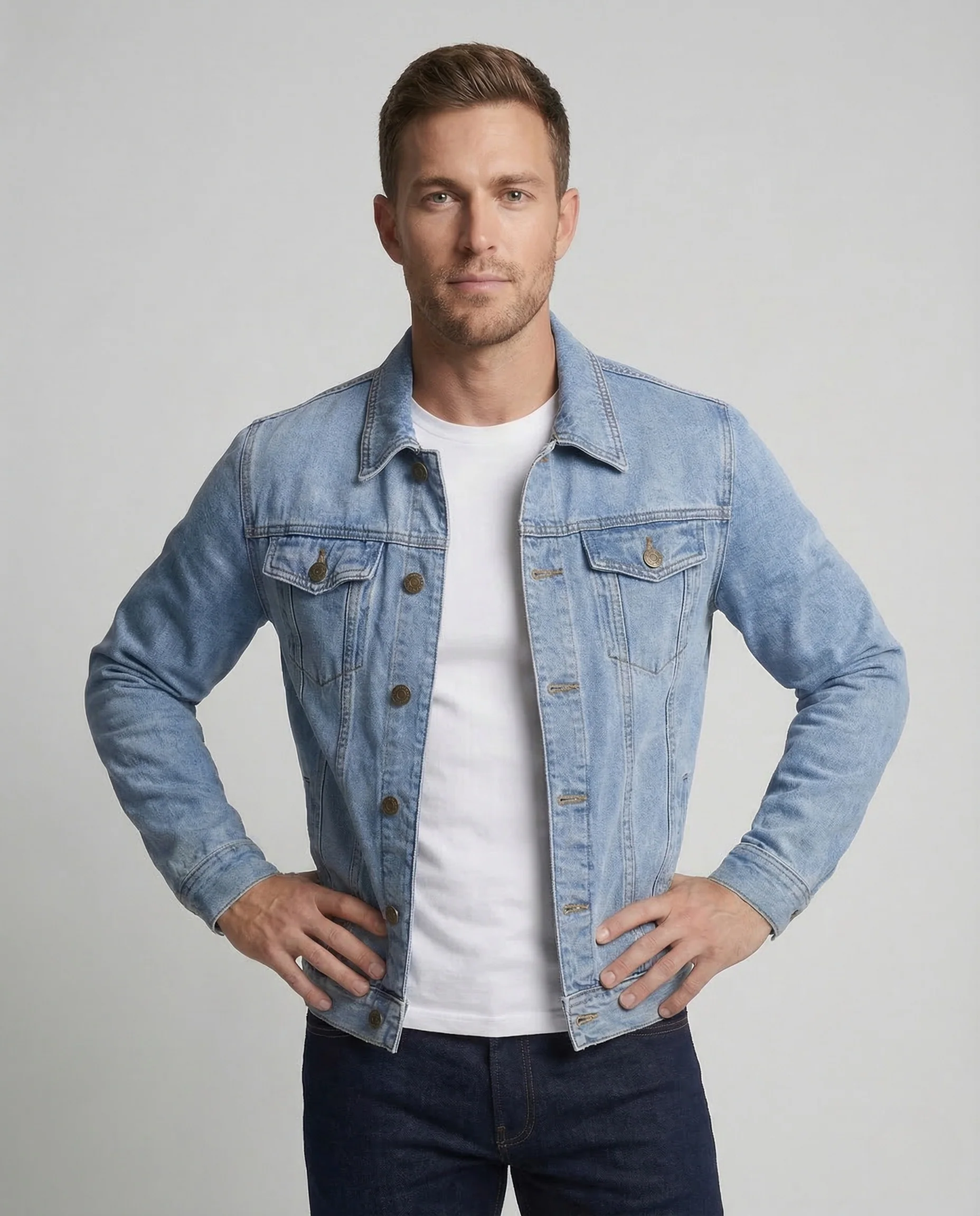 Herren Jeansjacke Slim Metallknöpfe - Image 2