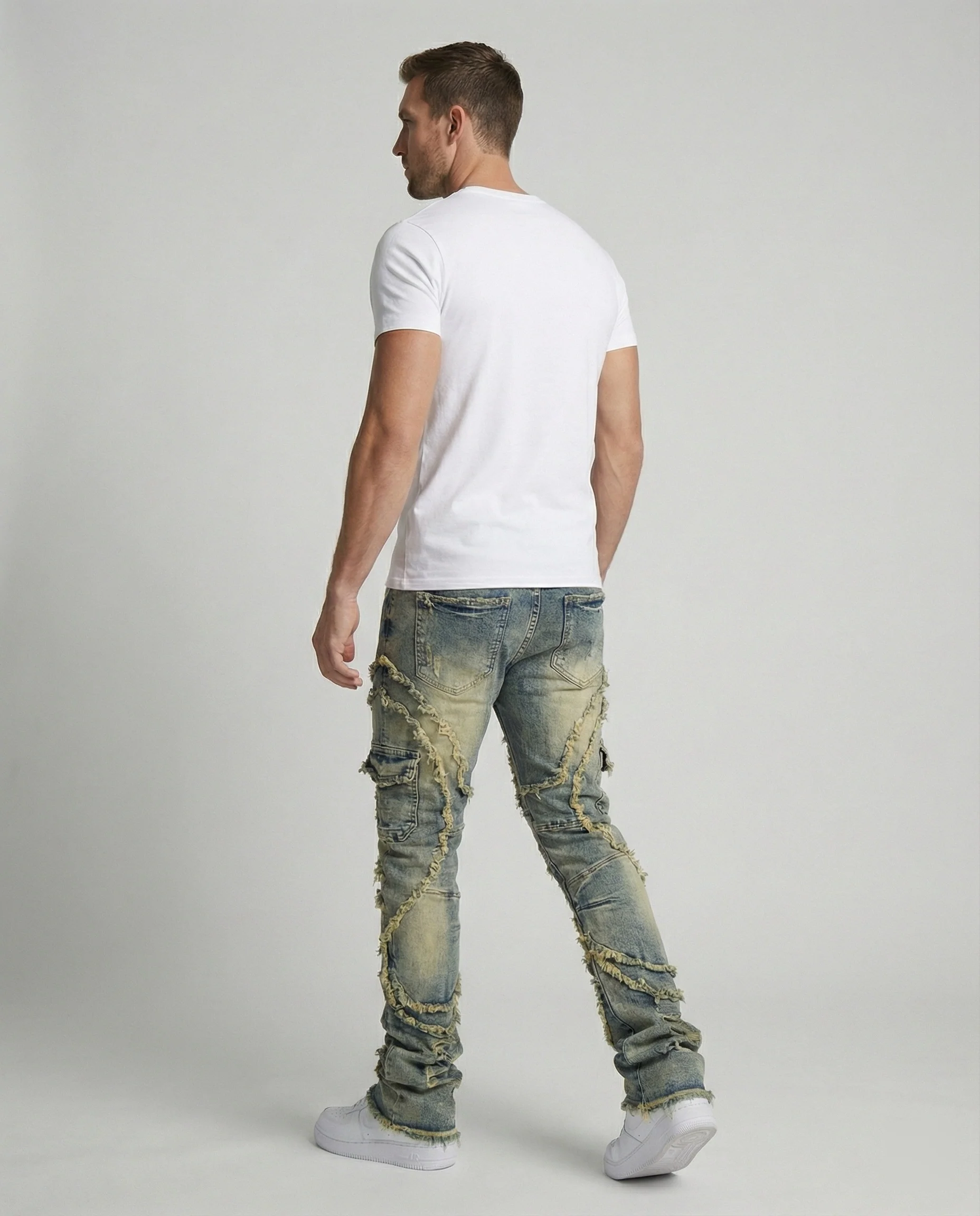 Herren Destroyed Jeans mit Cargotaschen - Image 3