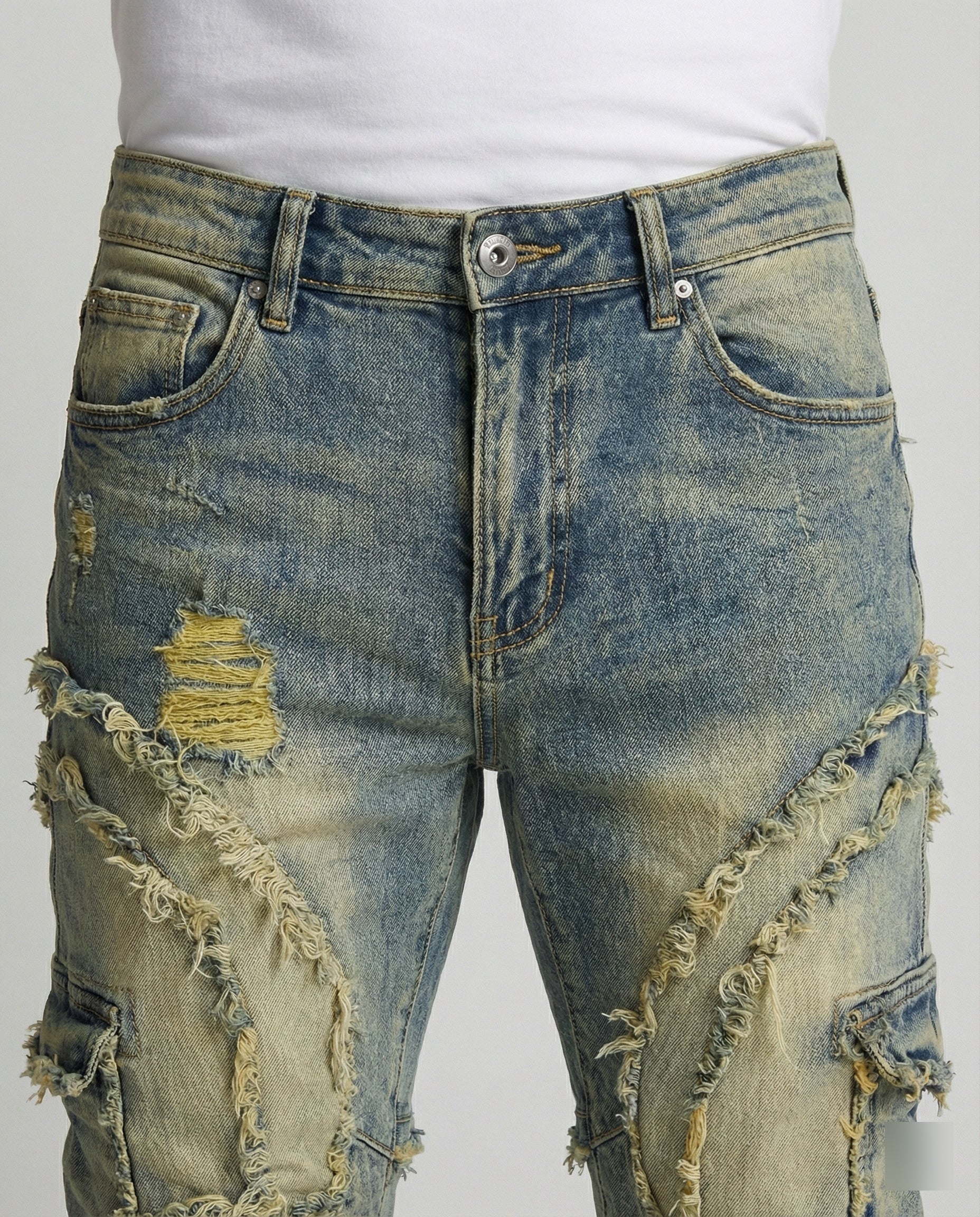 Herren Destroyed Jeans mit Cargotaschen - Image 5