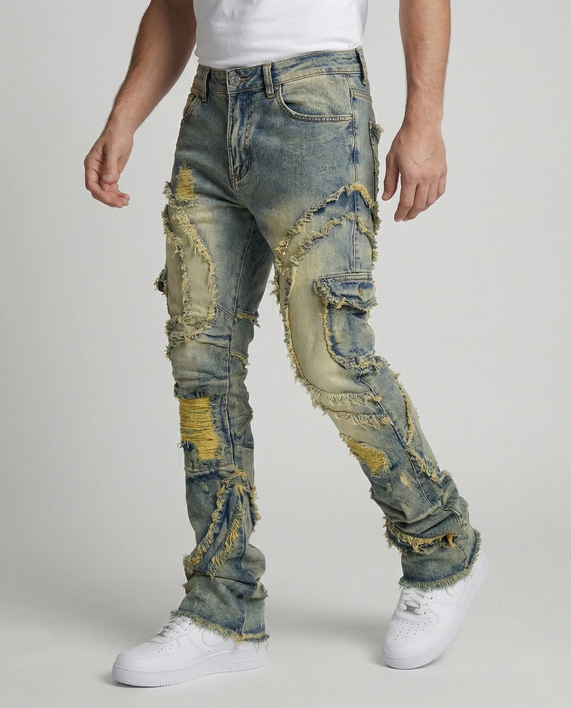 Herren Destroyed Jeans mit Cargotaschen - Image 6