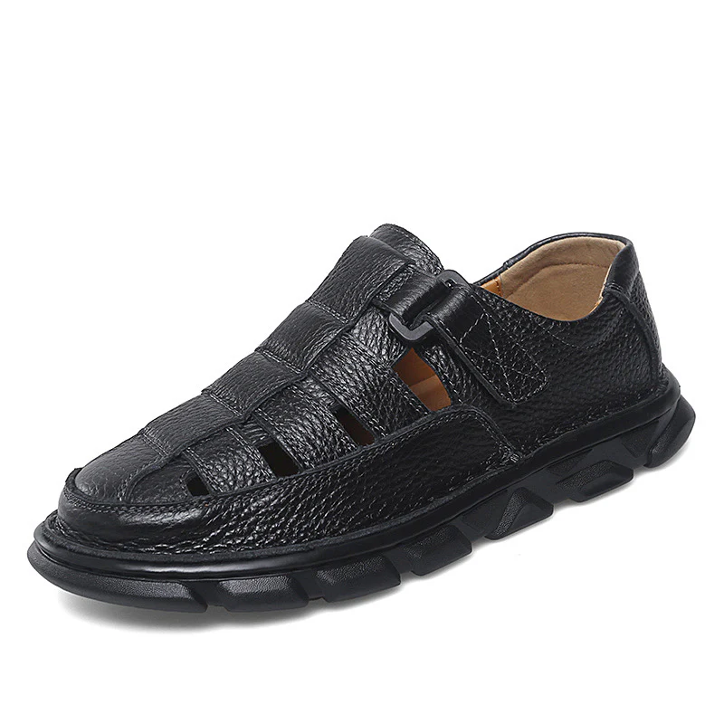 Herren offene Leder-Sandalen mit praktischem Klettverschluss und rutschfester Sohle Heidi Mode - Image 6