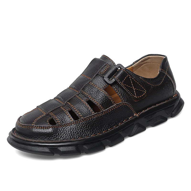 Herren offene Leder-Sandalen mit praktischem Klettverschluss und rutschfester Sohle Heidi Mode - Image 7