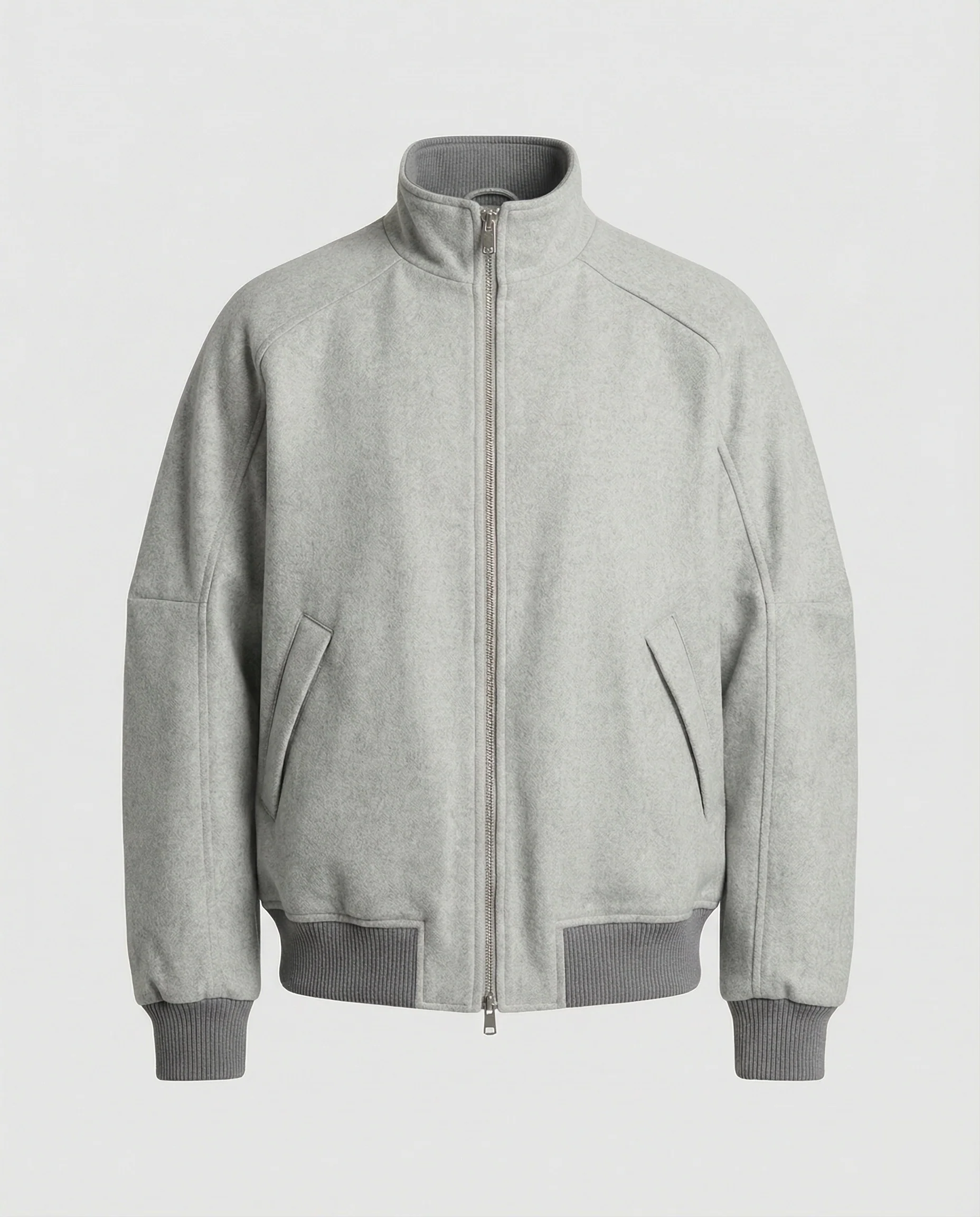 Herren Oversize-Wollmix-Blouson mit hohem Stehkragen verdecktem Zweiwege-Reißverschluss und gerippten Ärmelbündchen Heidi-Mode - Image 5