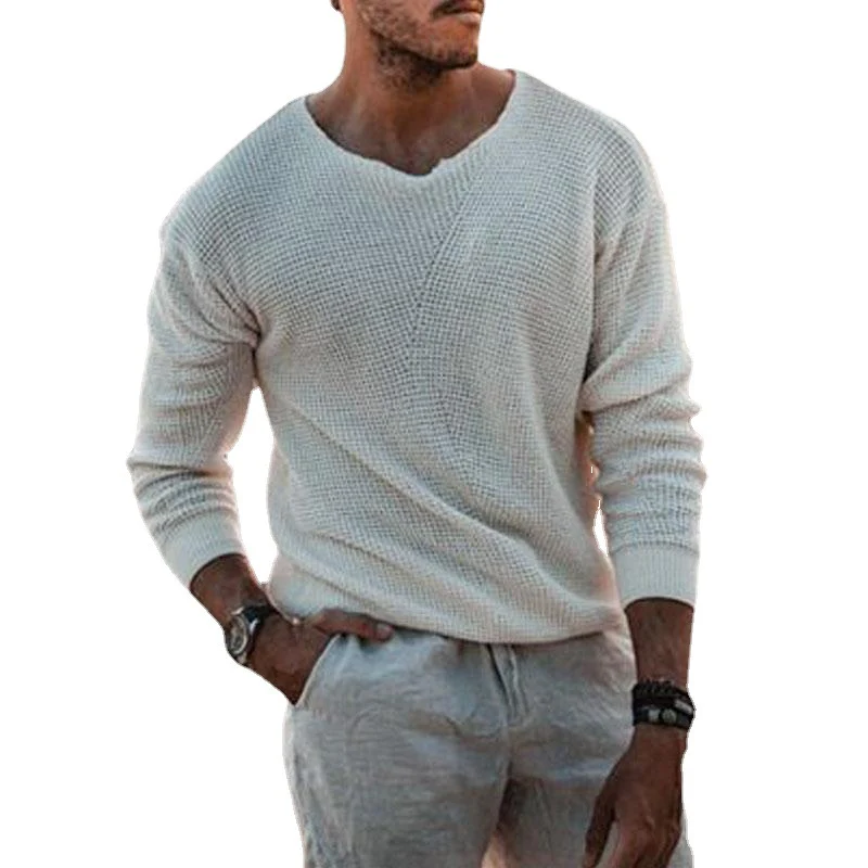 Herren Pullover mit V-Ausschnitt und strukturiertem Design Heidi-Mode - Image 5