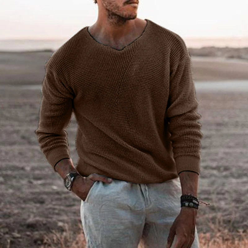Herren Pullover mit V-Ausschnitt und strukturiertem Design Heidi-Mode - Image 6